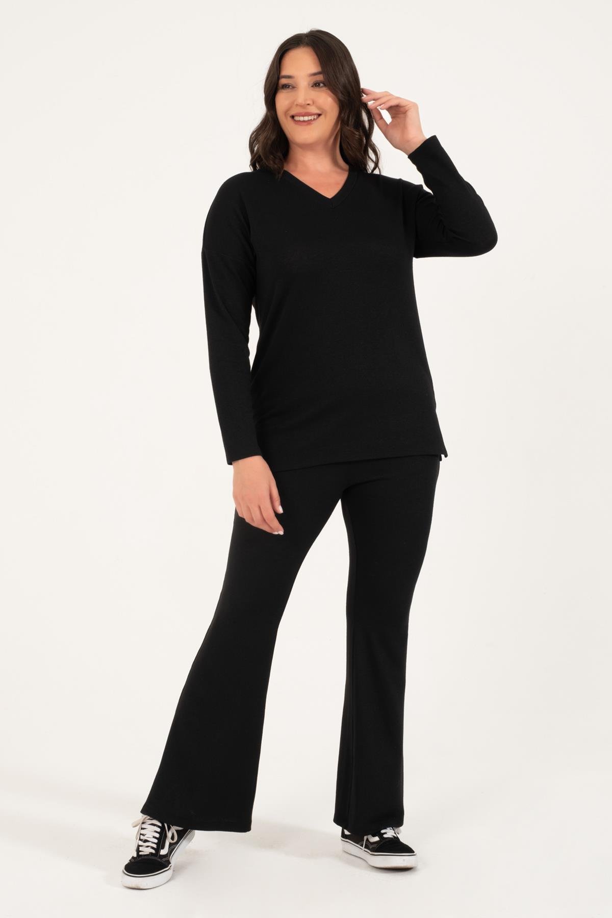 Myline-Basic V Yaka Triko Kazak -Büyük Beden Tunik-88141