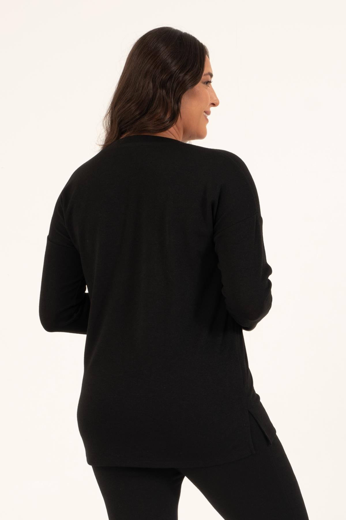 Myline-Basic V Yaka Triko Kazak -Büyük Beden Tunik-88141