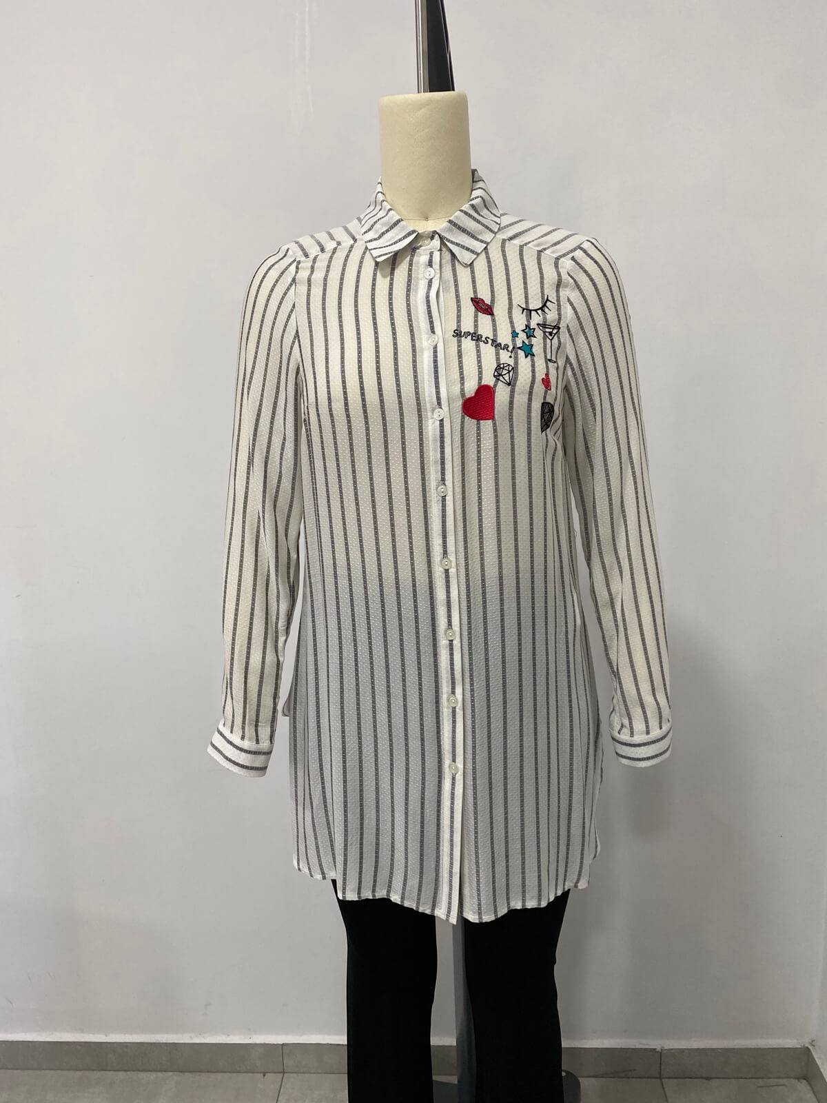 Myline-Baskı Detaylı Gömlek Tunik-Büyük Beden Outlet-66538