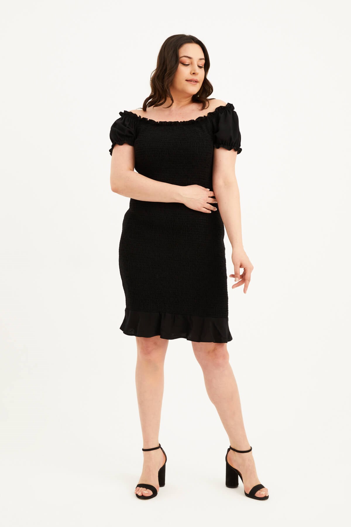 Myline-Bedene Oturan Gipeli Elbise-Büyük Beden Günlük Elbiseler-77602