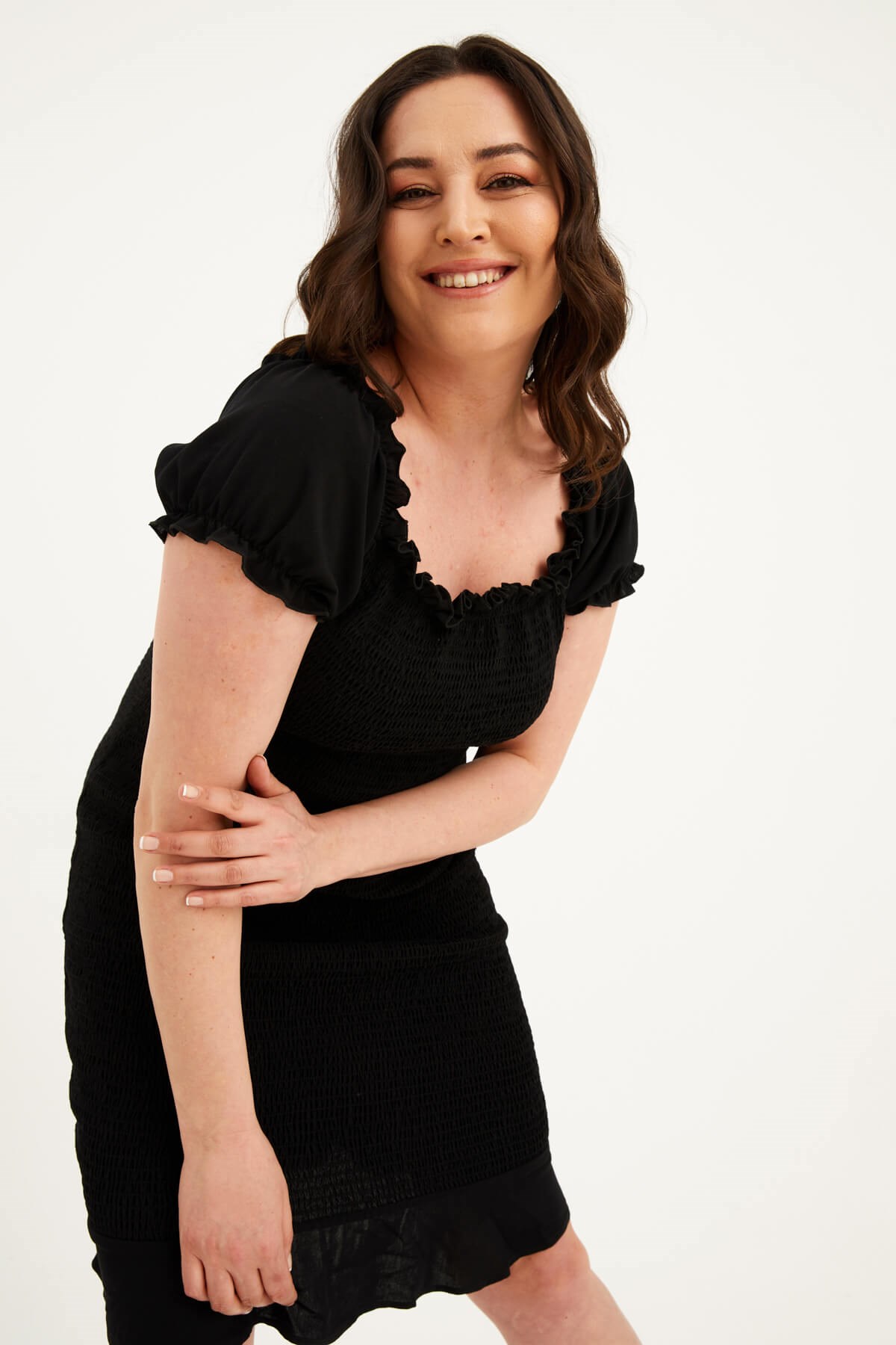 Myline-Bedene Oturan Gipeli Elbise-Büyük Beden Günlük Elbiseler-77602