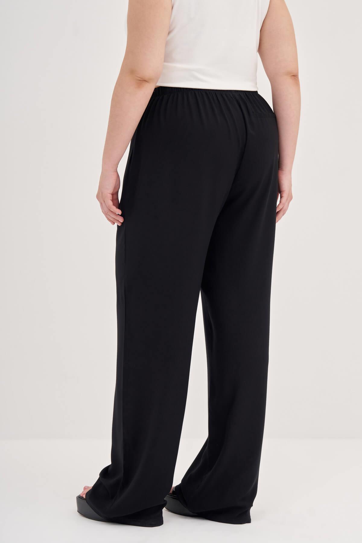 Myline-Beli Bağcıklı Düz Kesim Pantolon-Büyük Beden Pantolon-139209