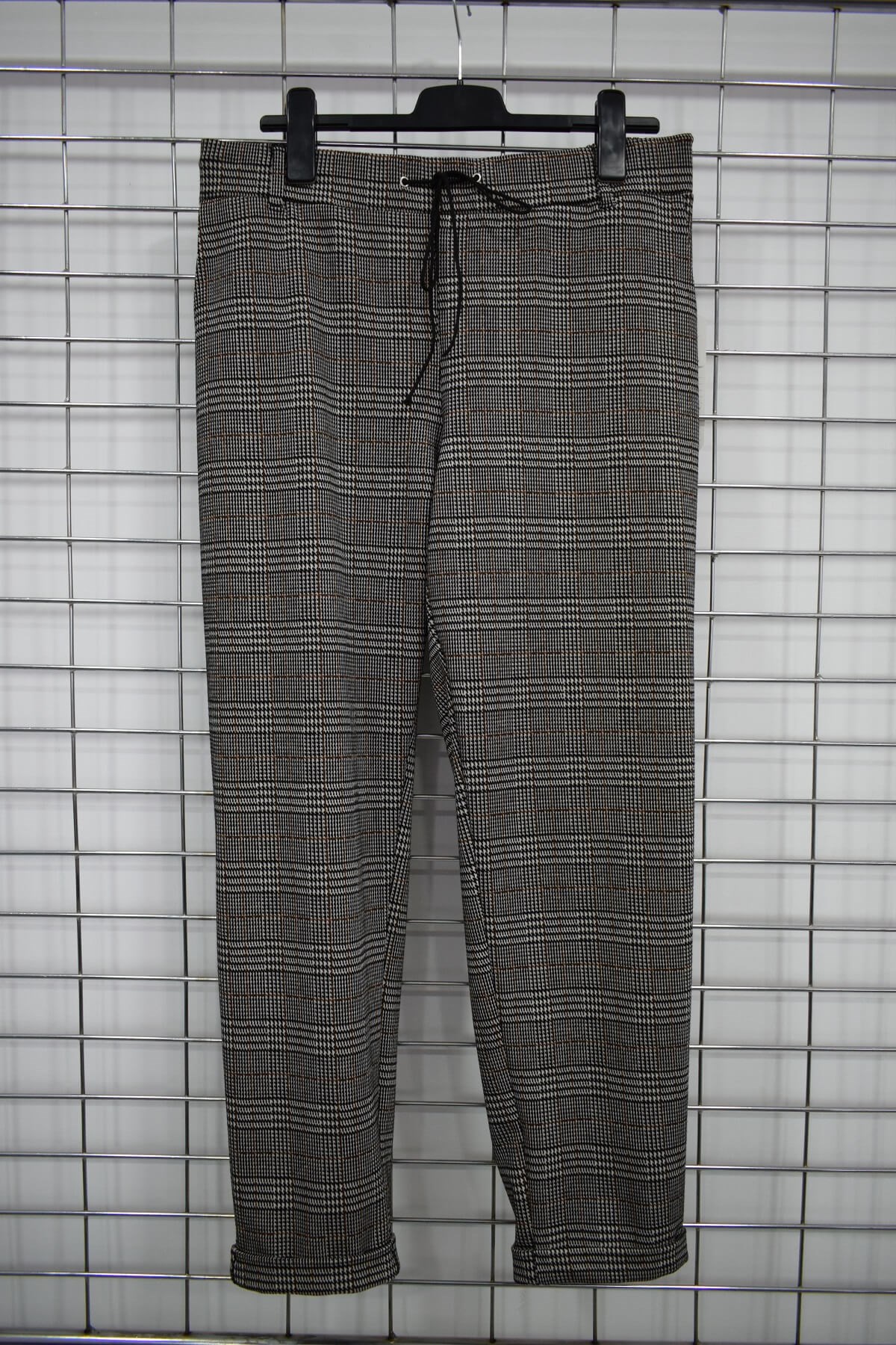 Myline-Beli Lastikli Bağcıklı Pantolon-Büyük Beden Outlet-56174