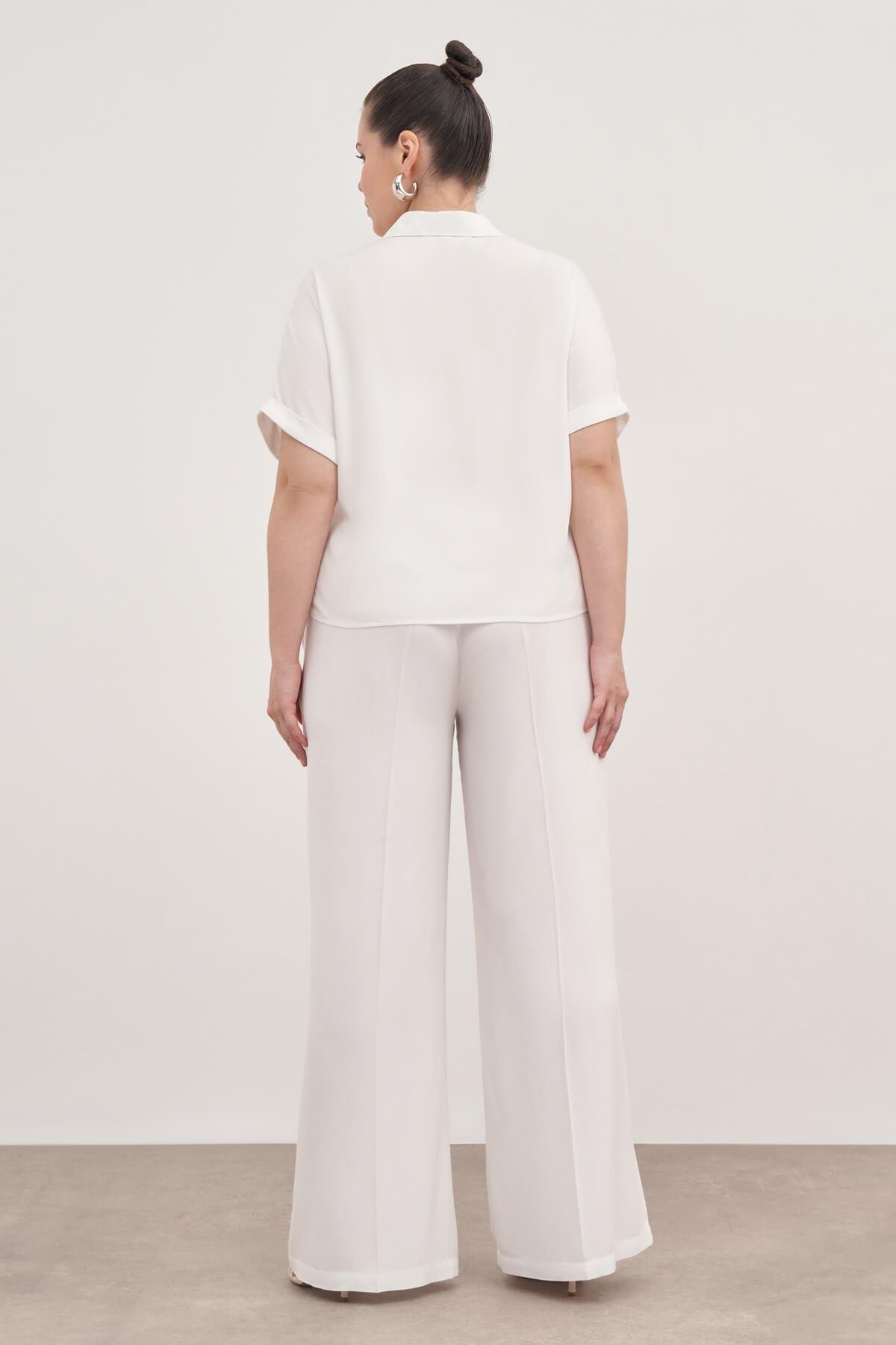 Myline-Beli Lastikli Cepli Palazzo Pantolon-Büyük Beden Pantolon-139212