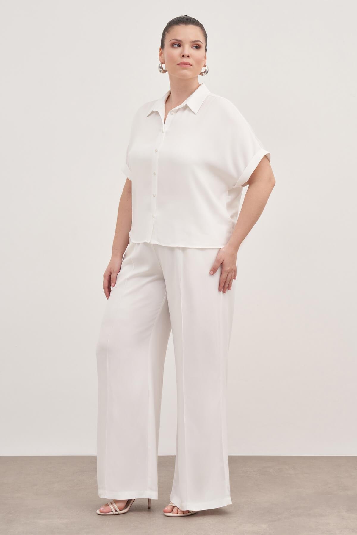 Myline-Beli Lastikli Cepli Palazzo Pantolon-Büyük Beden Pantolon-139212