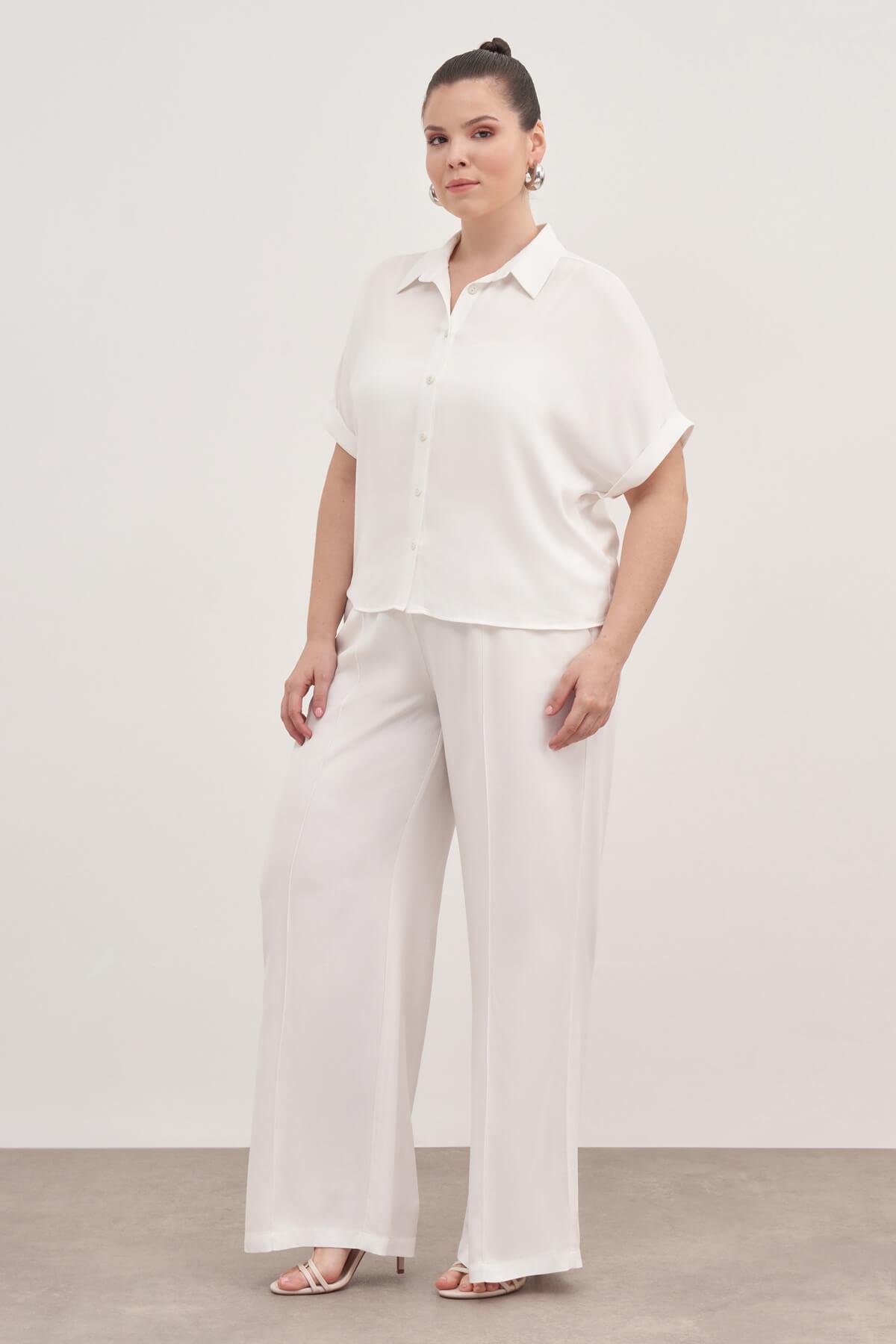 Myline-Beli Lastikli Cepli Palazzo Pantolon-Büyük Beden Pantolon-139212