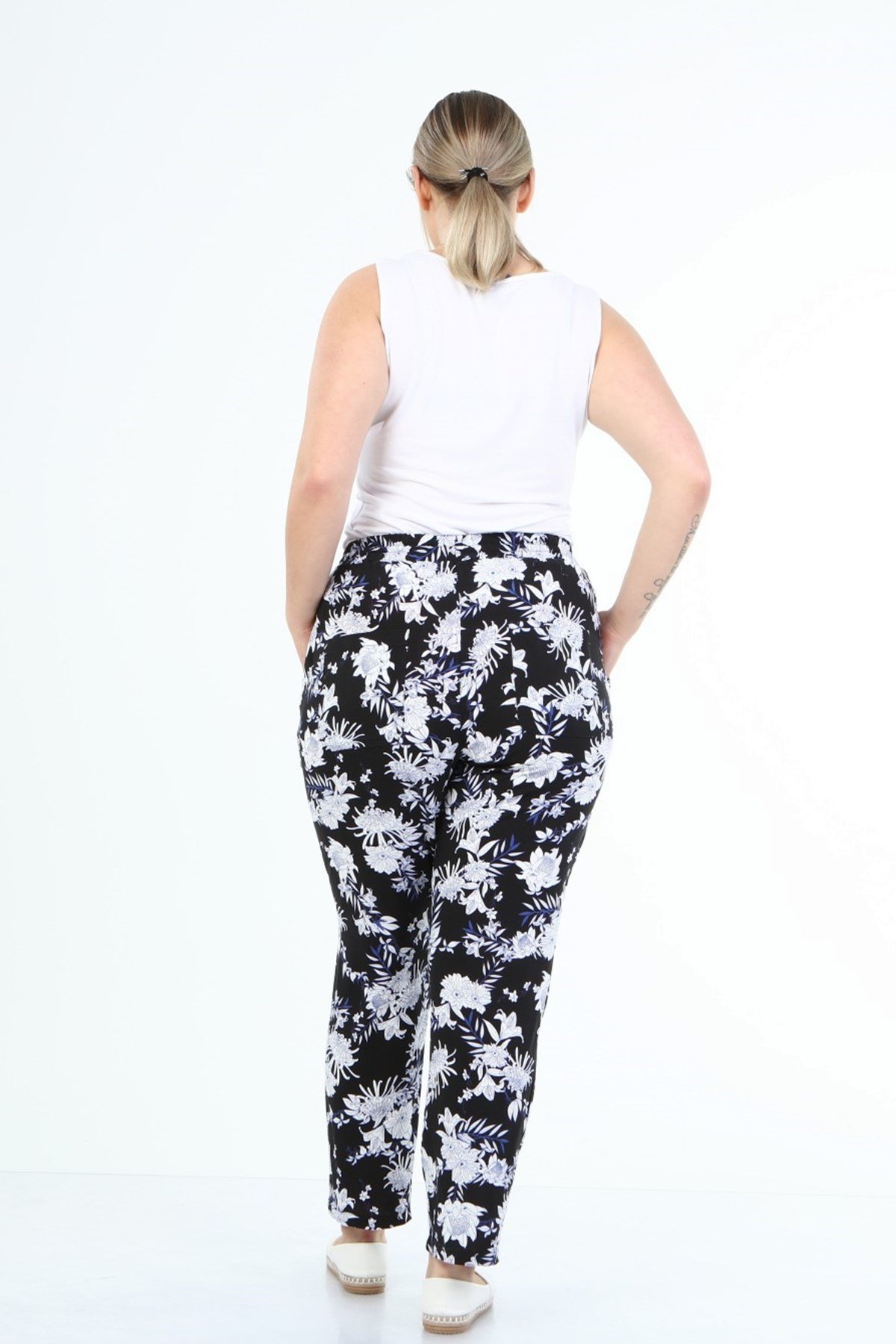 Myline-Beli Lastikli Cepli Pantolon-Büyük Beden Pantolon-66605