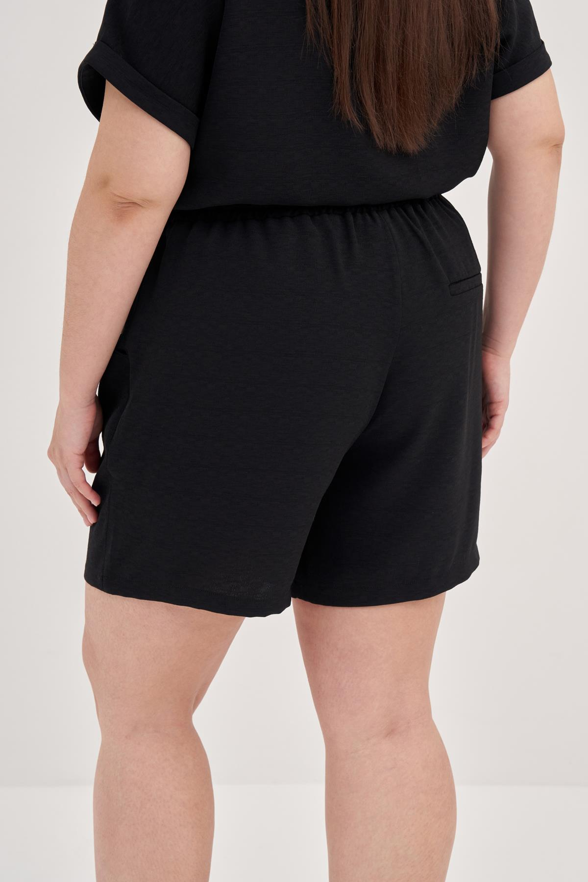 Myline-Beli Lastikli Cepli Şort-Büyük Beden Şort-139156