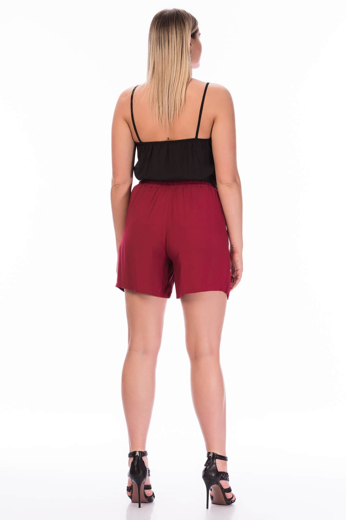 Myline-Beli Lastikli Cepli Şort-Büyük Beden Şort-23747