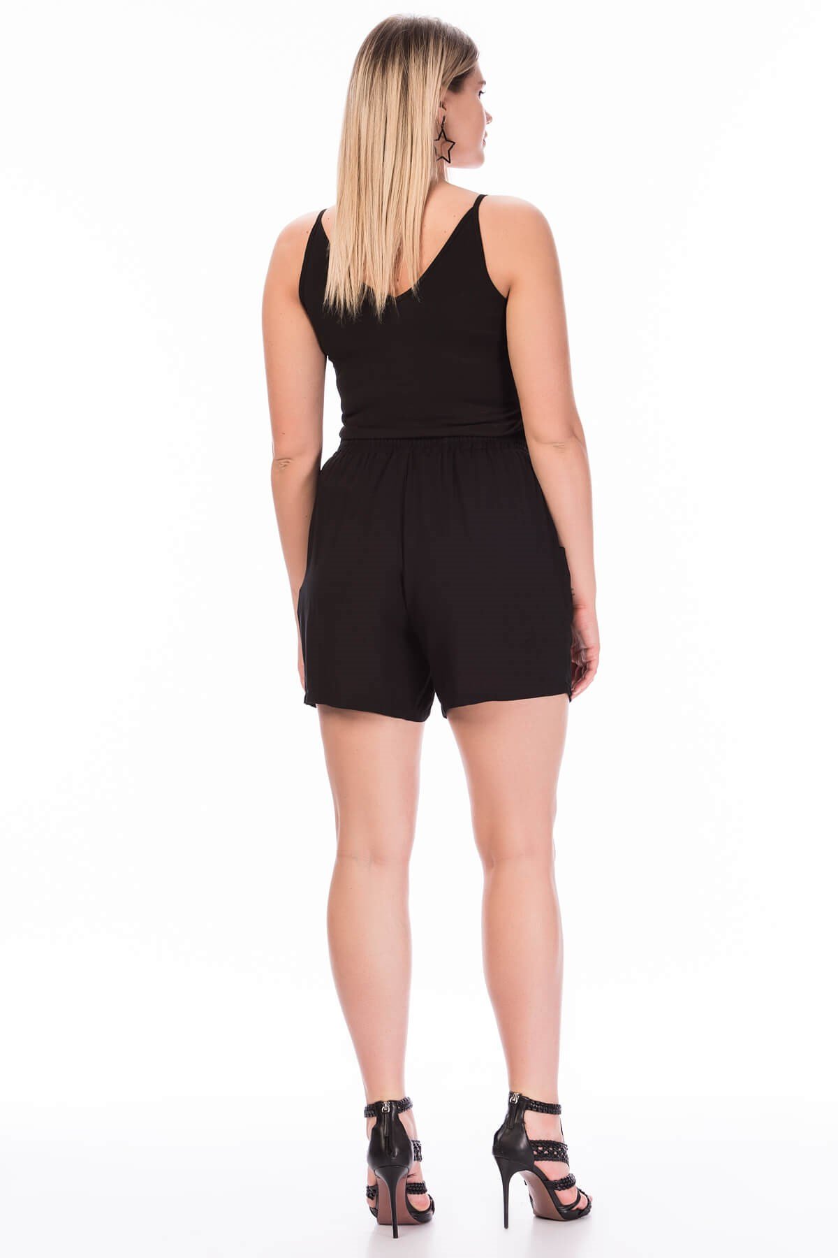 Myline-Beli Lastikli Cepli Şort-Büyük Beden Outlet-23749