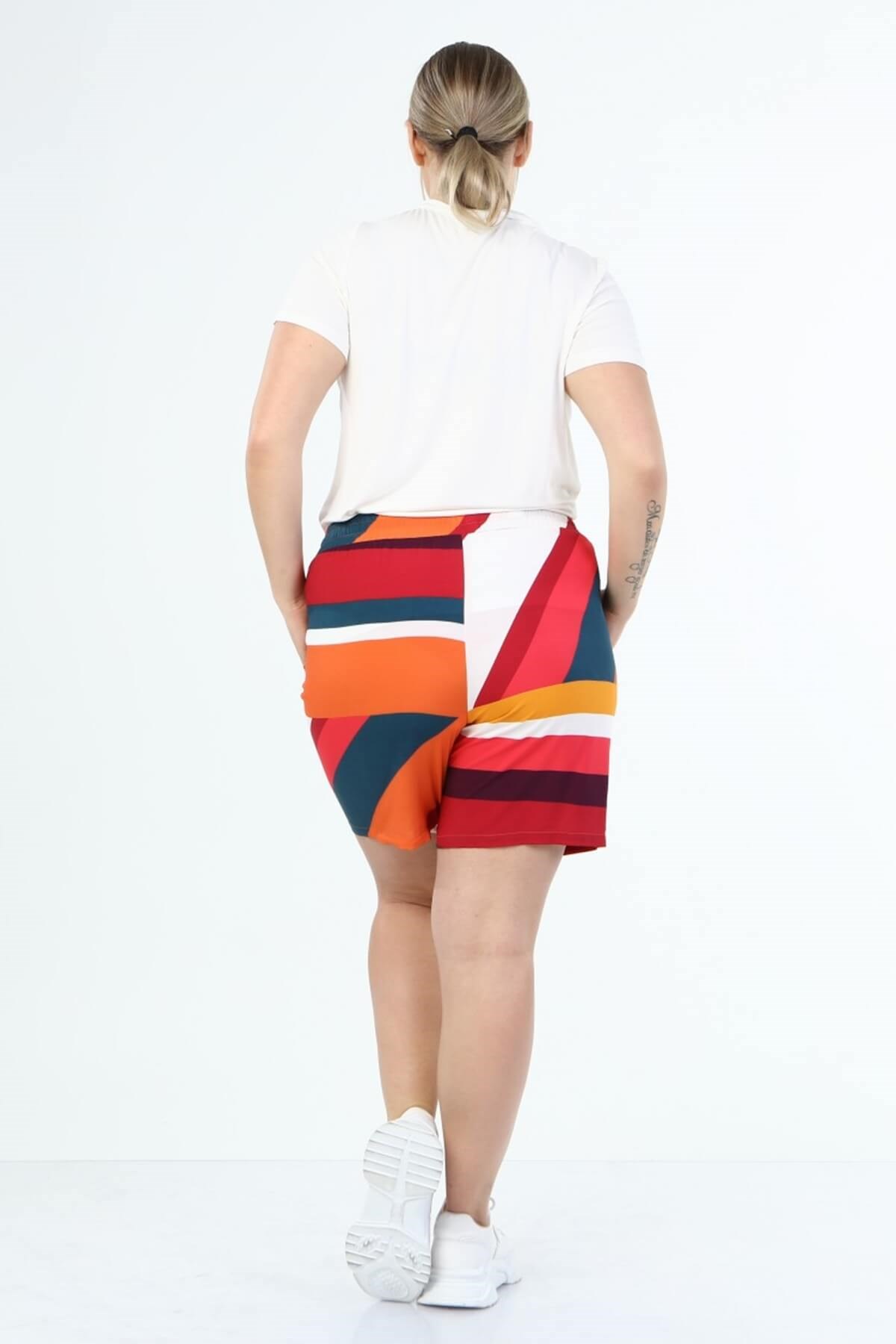 Myline-Beli Lastikli Cepli Şort-Büyük Beden Şort-66720