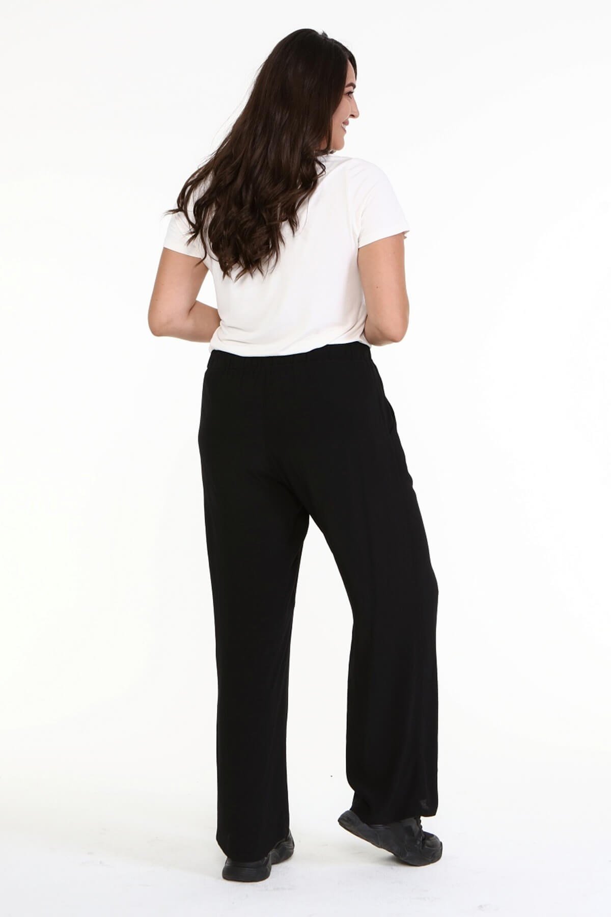 Myline-Beli Lastikli Geniş Paça Pantolon-Büyük Beden Pantolon-67037