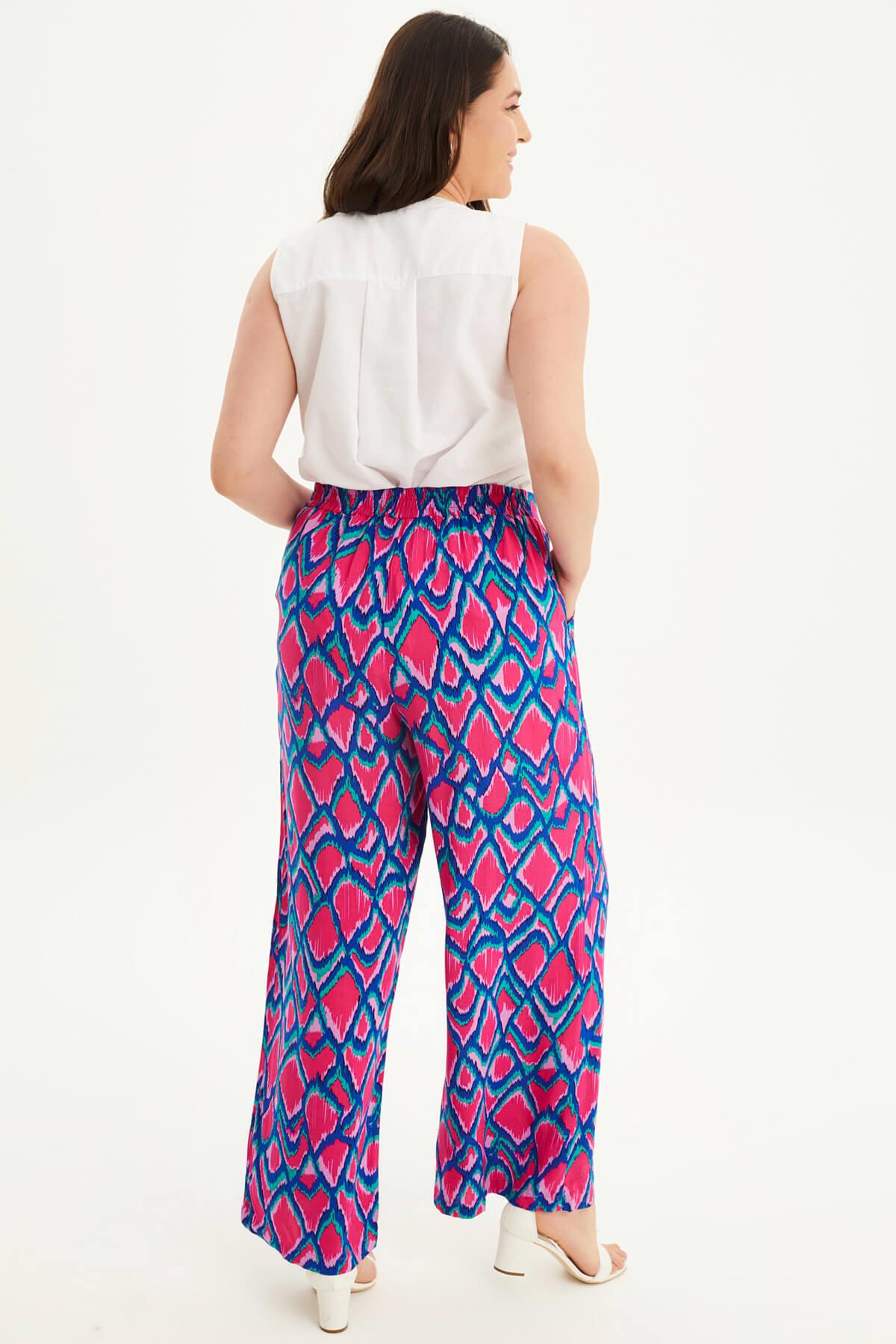 Myline-Beli Lastikli Geniş Paçalı Pantolon-Büyük Beden Pantolon-87905