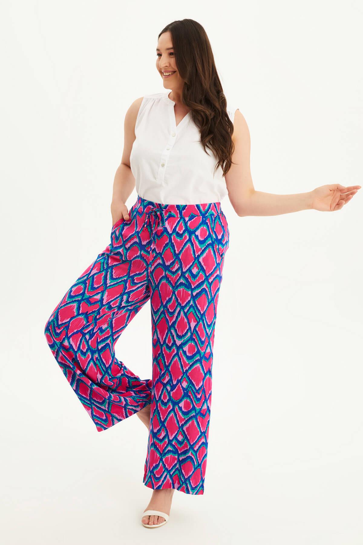 Myline-Beli Lastikli Geniş Paçalı Pantolon-Büyük Beden Pantolon-87905