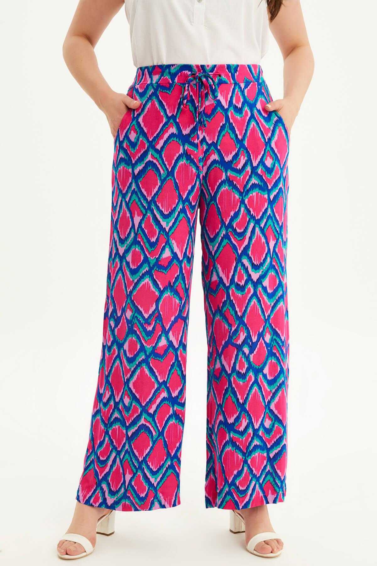 Myline-Beli Lastikli Geniş Paçalı Pantolon-Büyük Beden Pantolon-87905