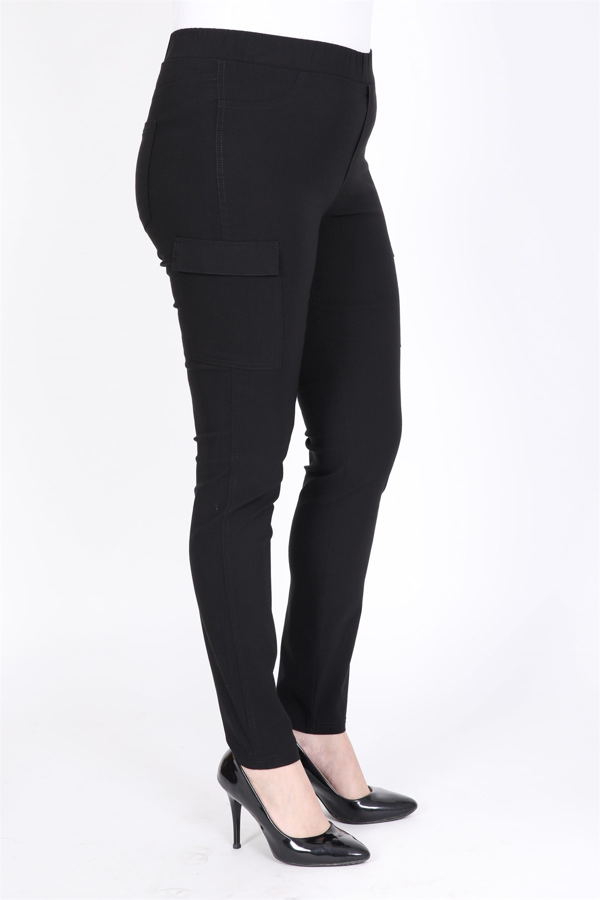 Myline-Beli Lastikli Kargo Pantolon-Büyük Beden Pantolon-35318