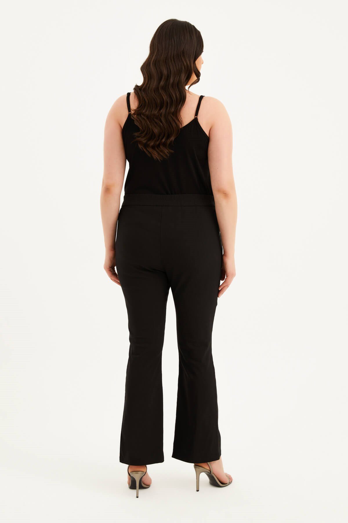 Myline-Beli Lastikli Önü Yırtmaçlı Pantolon-Büyük Beden Pantolon-77285