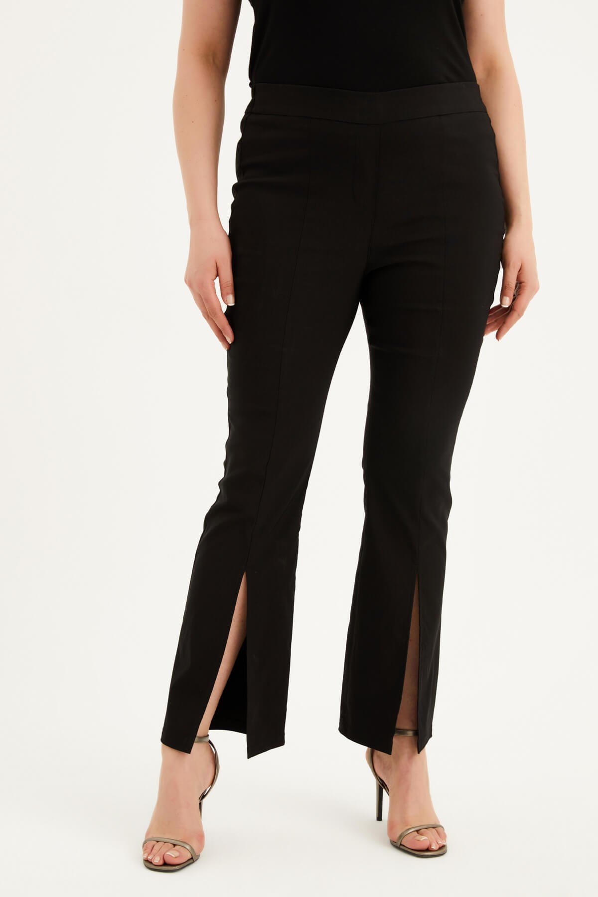 Myline-Beli Lastikli Önü Yırtmaçlı Pantolon-Büyük Beden Pantolon-77285