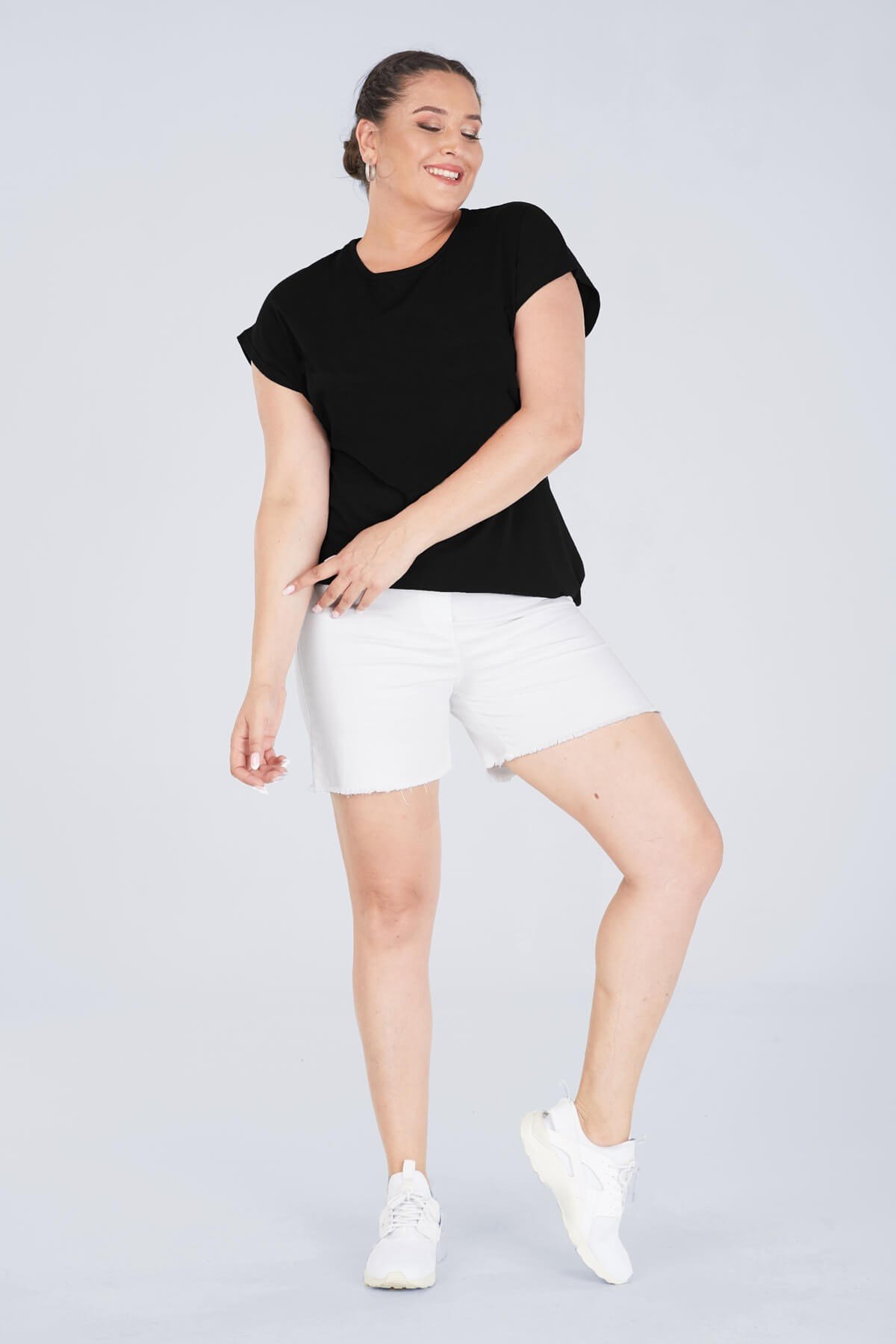 Myline-Beli Lastikli Paçası Püsküllü Şort-Büyük Beden Şort-66808