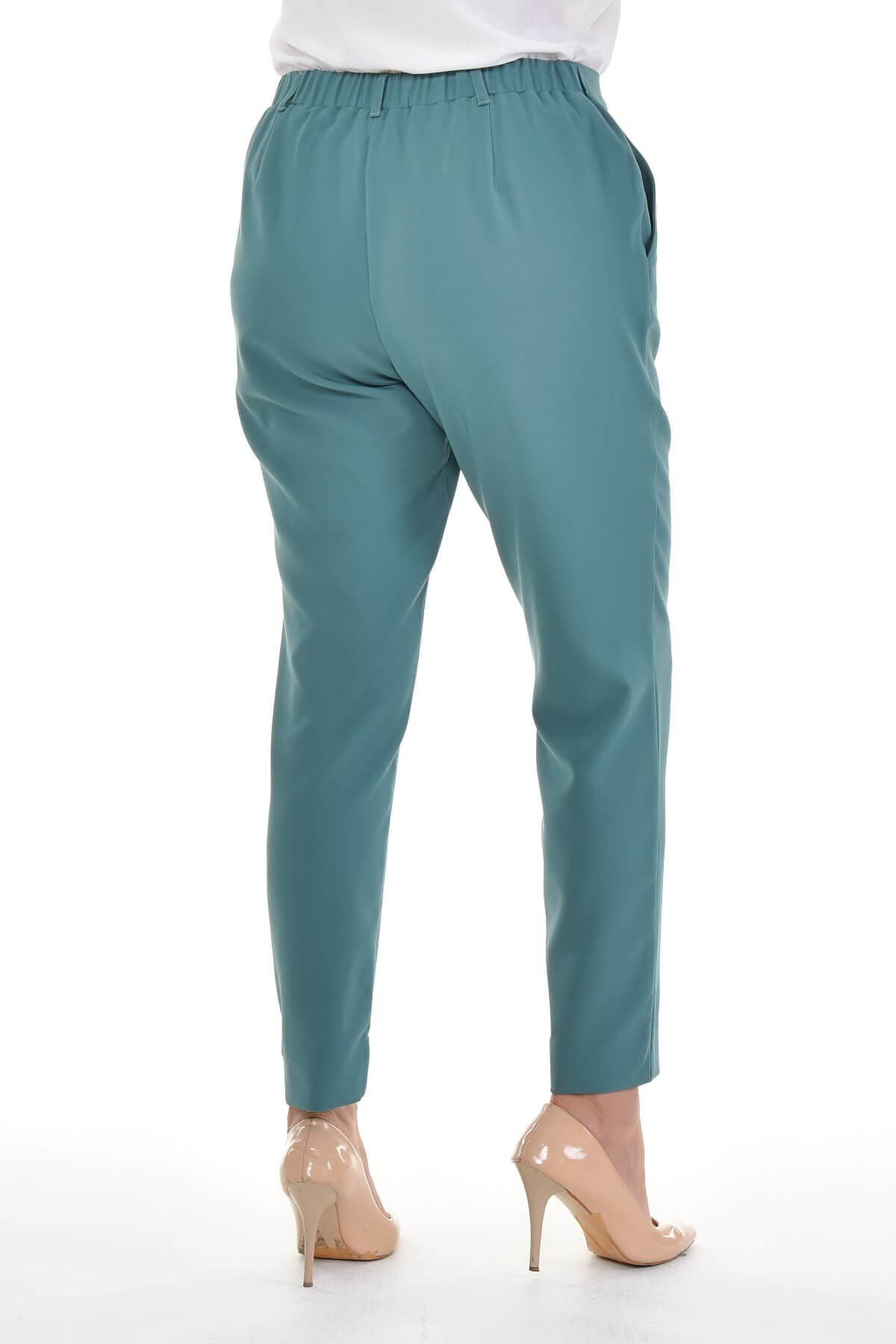 Myline-Beli Lastikli Slim Fit Klasik Pantolon-Büyük Beden Pantolon-77136