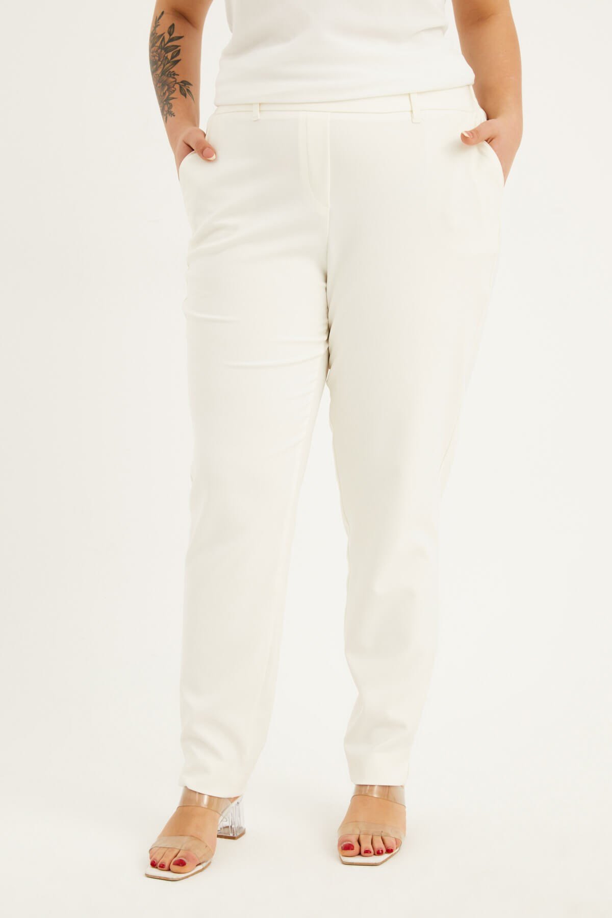 Myline-Beli Lastikli Slim Fit Klasik Pantolon-Büyük Beden Pantolon-77400