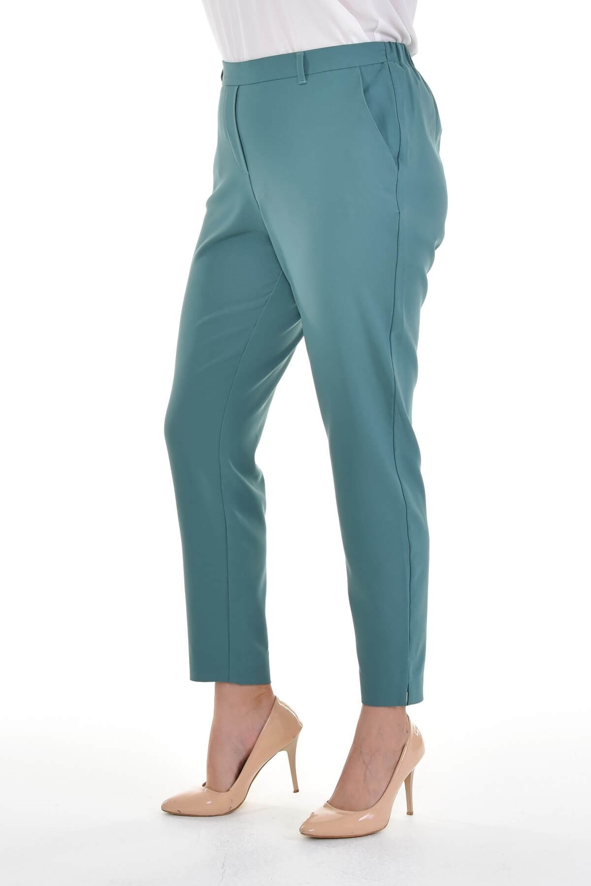 Myline-Beli Lastikli Slim Fit Klasik Pantolon-Büyük Beden Pantolon-77136