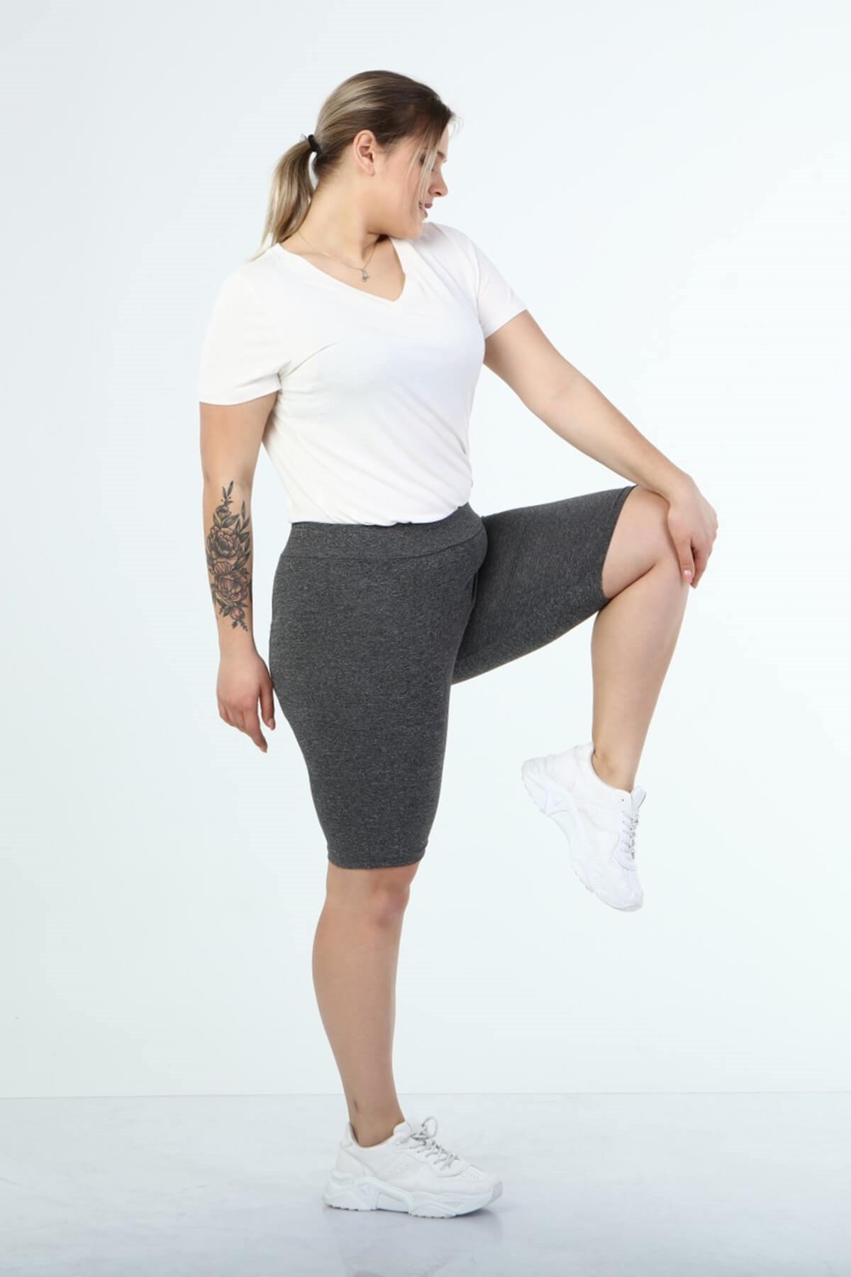 Myline-Beli Lastikli Spor Tayt-Büyük Beden Tayt-66579