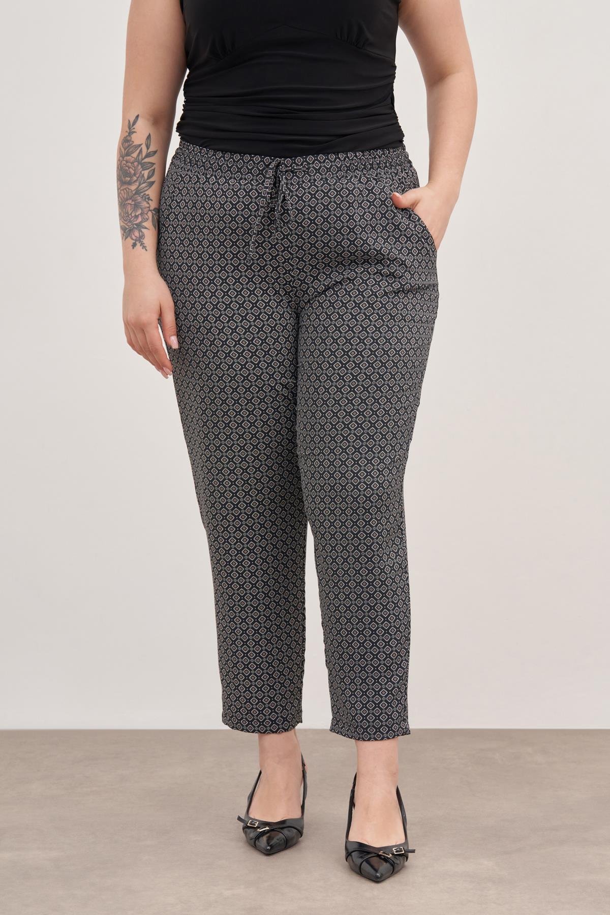 Myline-Beli Lastikli Yazlık Pantolon-Büyük Beden Pantolon-128669