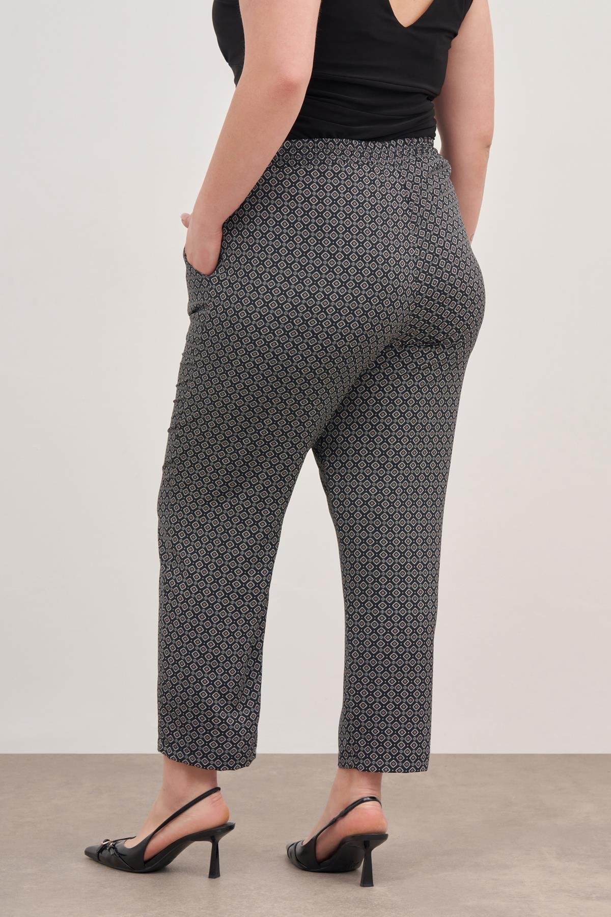 Myline-Beli Lastikli Yazlık Pantolon-Büyük Beden Pantolon-128669