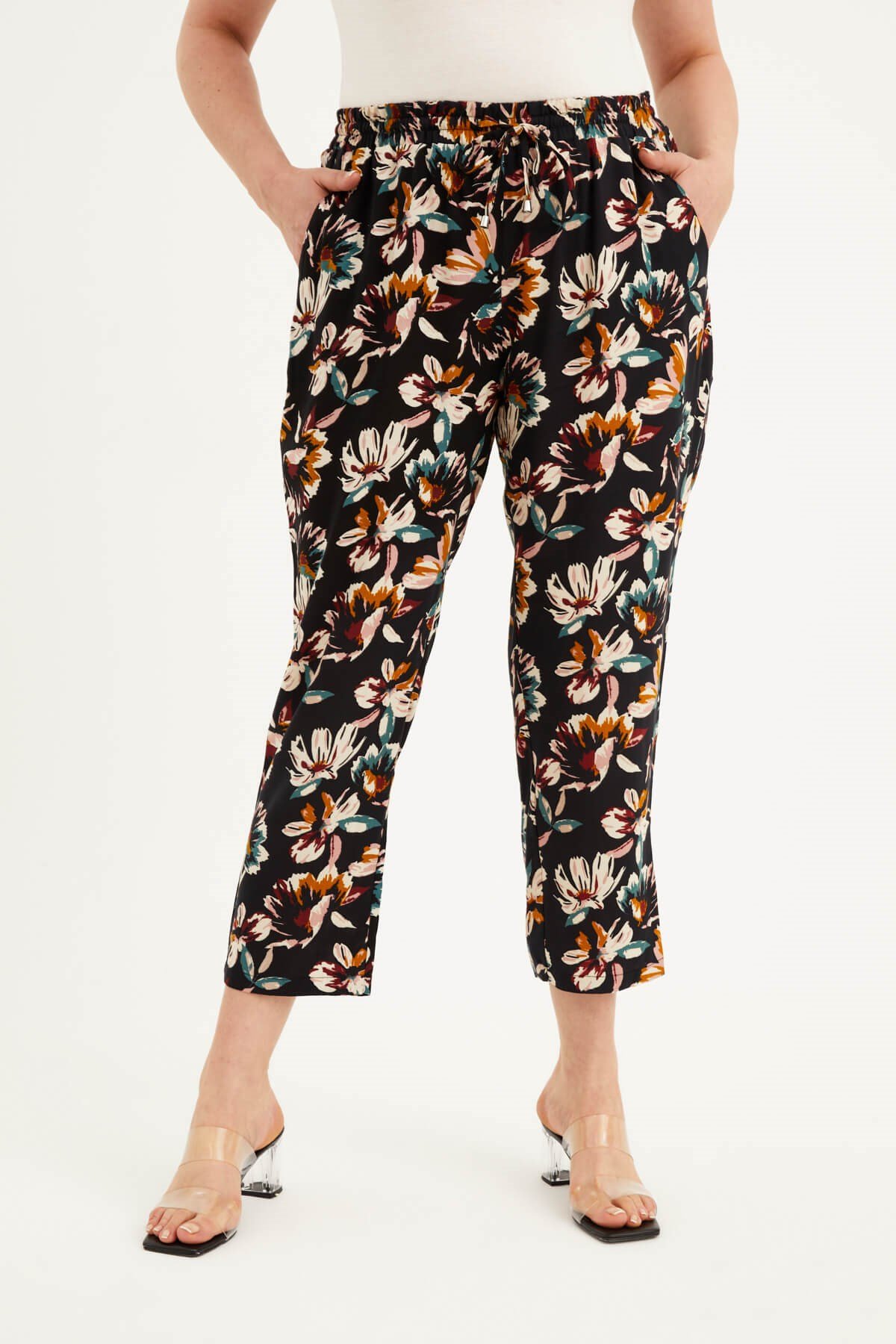 Myline-Beli Lastikli Yazlık Pantolon-Büyük Beden Pantolon-77254