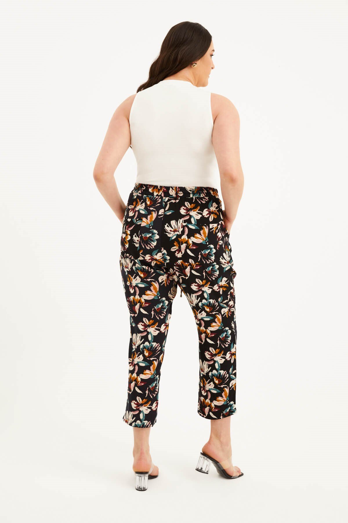 Myline-Beli Lastikli Yazlık Pantolon-Büyük Beden Pantolon-77254