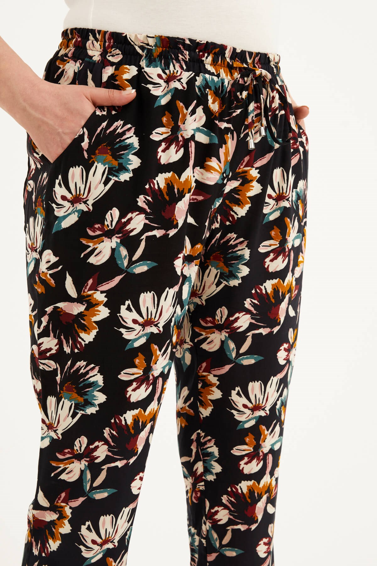 Myline-Beli Lastikli Yazlık Pantolon-Büyük Beden Pantolon-77254