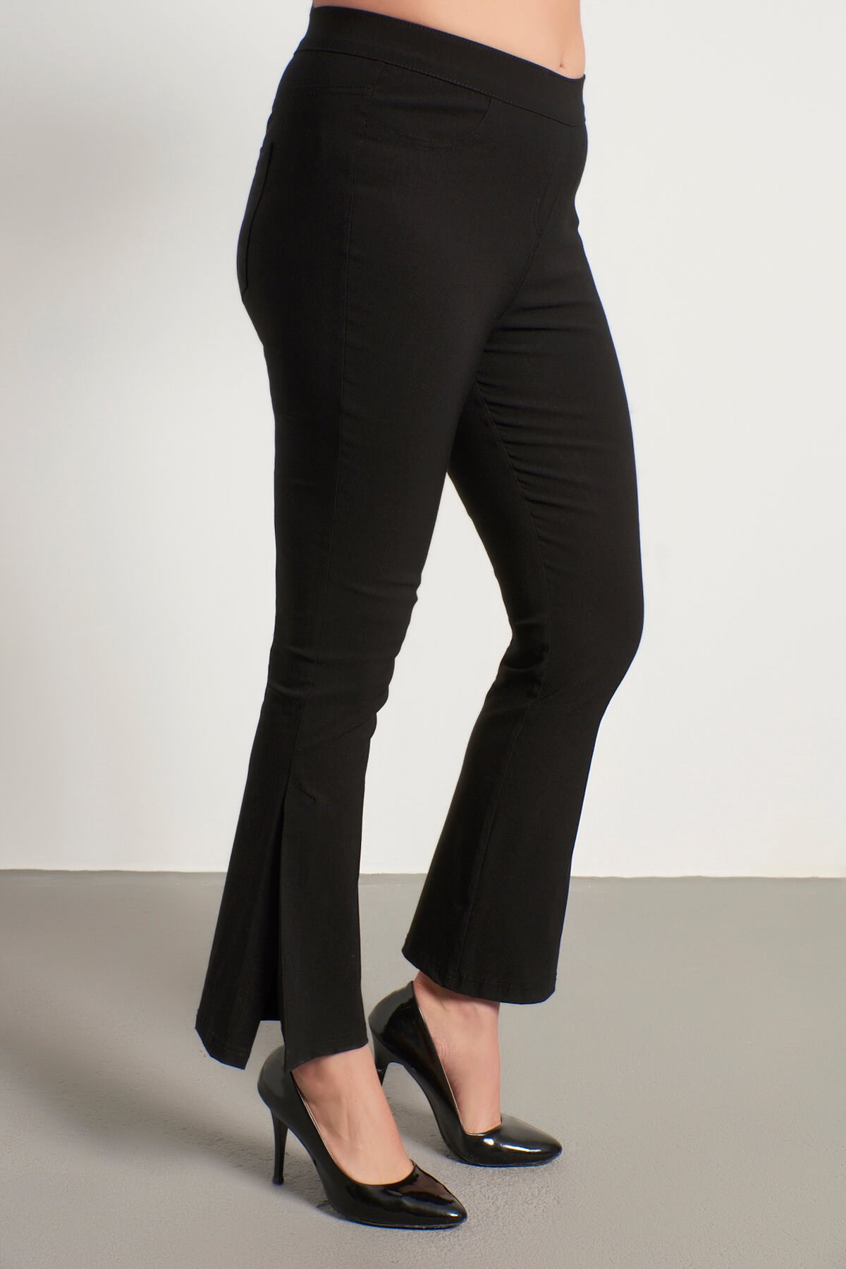 Myline-Beli Lastikli Yırtmaçlı Pantolon-Büyük Beden Pantolon-46002