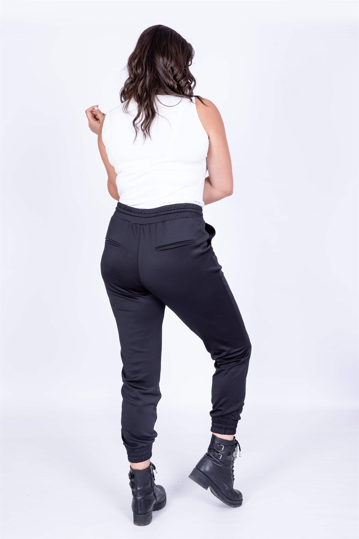 Myline-Beli ve Paçası Lastikli Pantolon-Büyük Beden Pantolon-35108