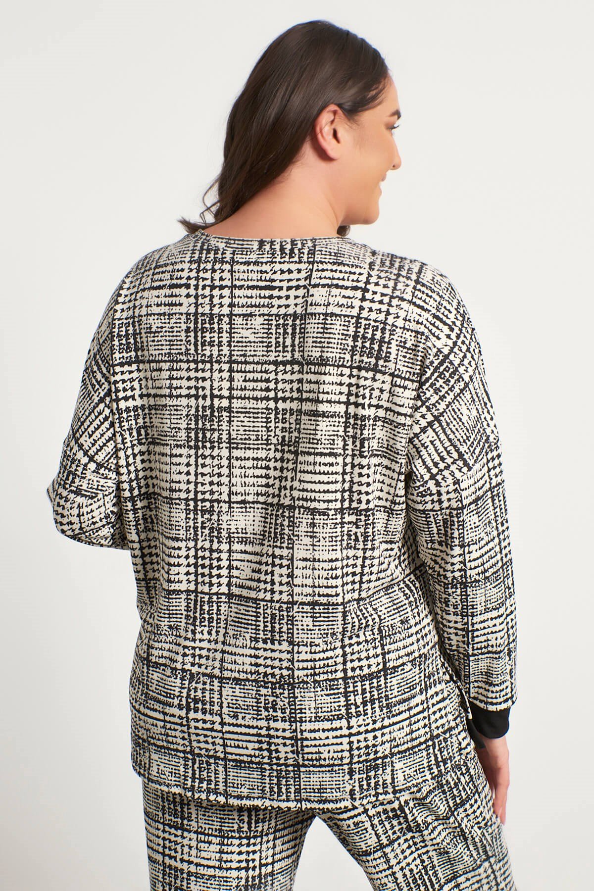Myline-Bisiklet Yaka Sweatshirt-Büyük Beden Ev Giyim-56223