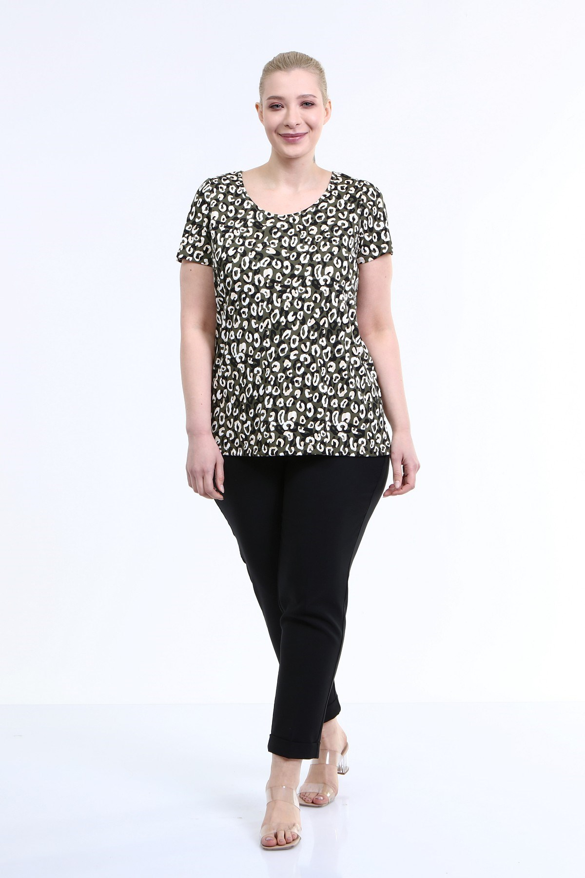 Myline-Bisiklet Yaka Tişört-Büyük Beden Tişört-45726