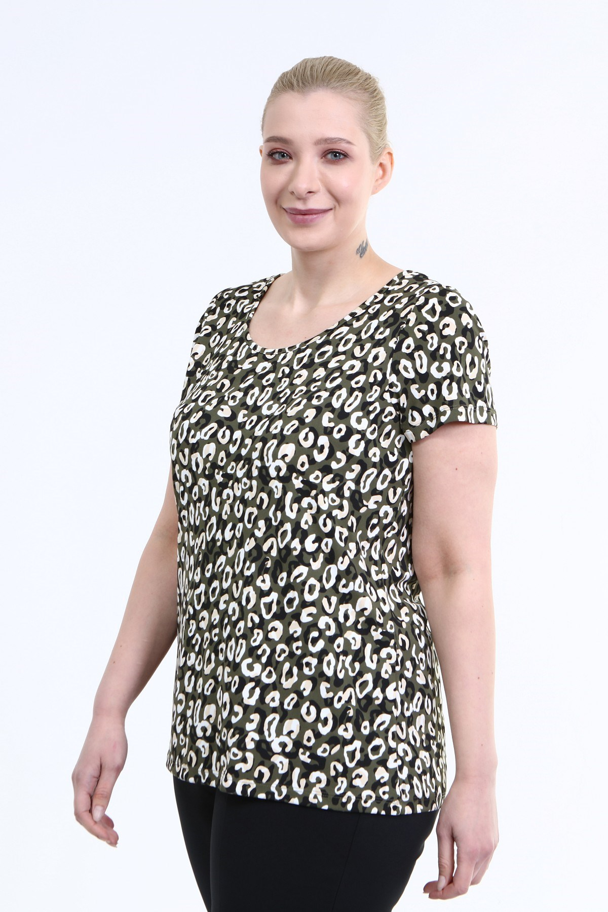 Myline-Bisiklet Yaka Tişört-Büyük Beden Tişört-45726