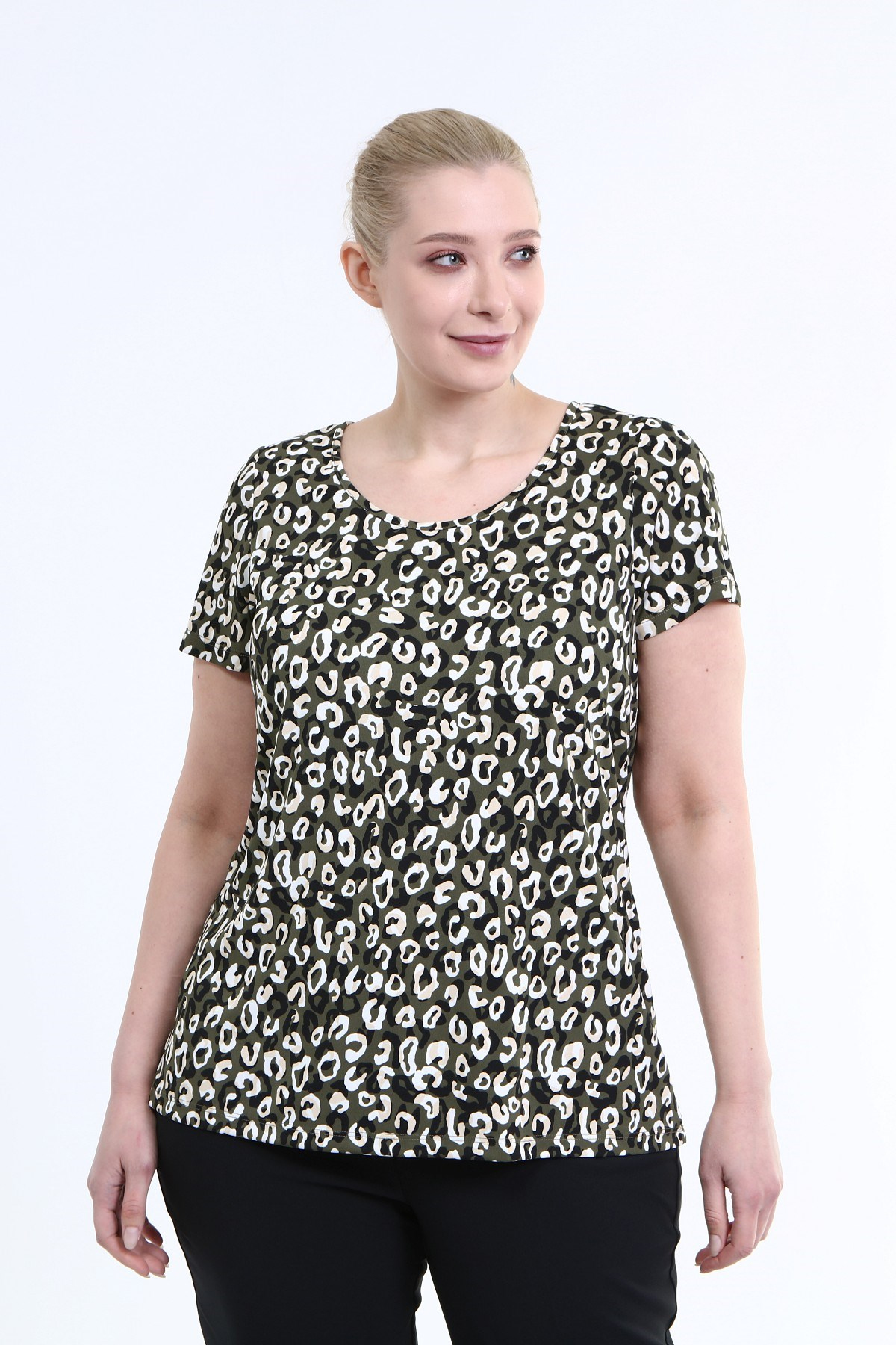 Myline-Bisiklet Yaka Tişört-Büyük Beden Tişört-45726