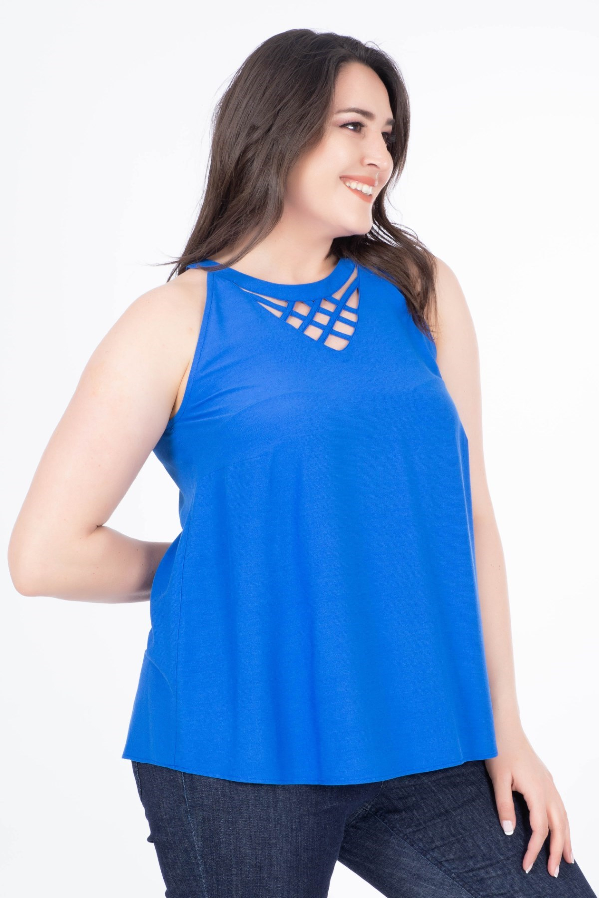 Myline-Biye Detaylı Kolsuz Bluz-Bluz-34666