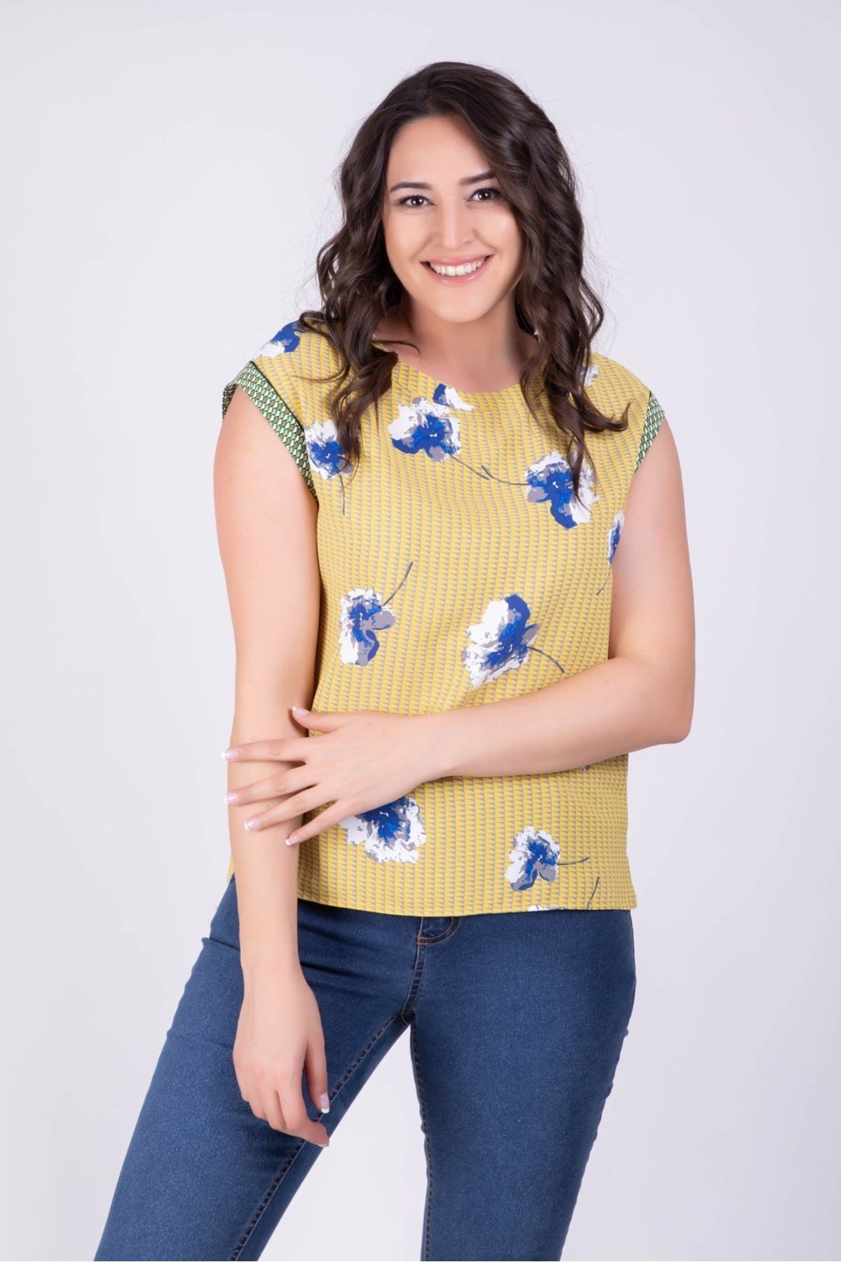 Myline-Biyeli Salaş Bluz-Büyük Beden Bluz-34098