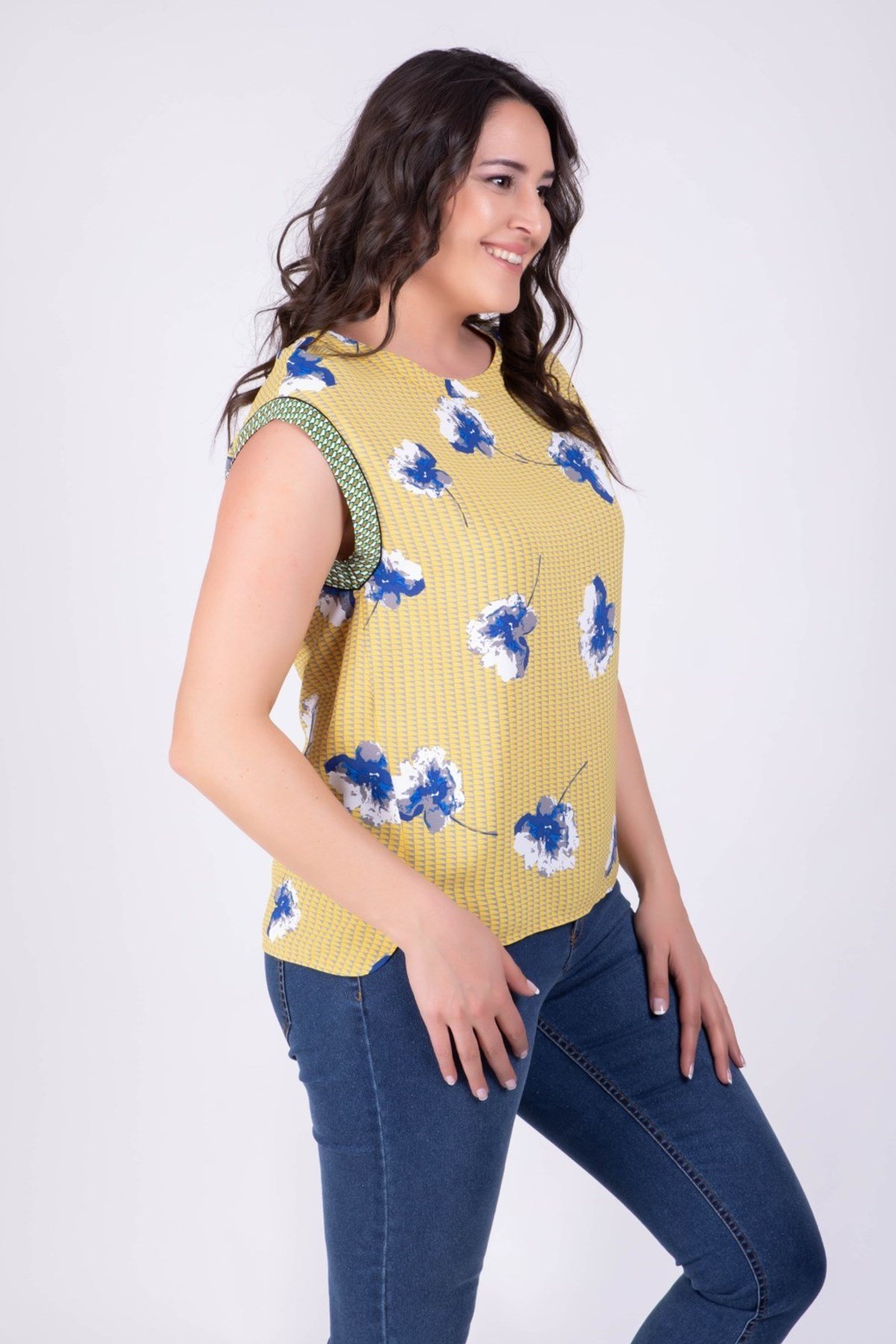 Myline-Biyeli Salaş Bluz-Büyük Beden Bluz-34098