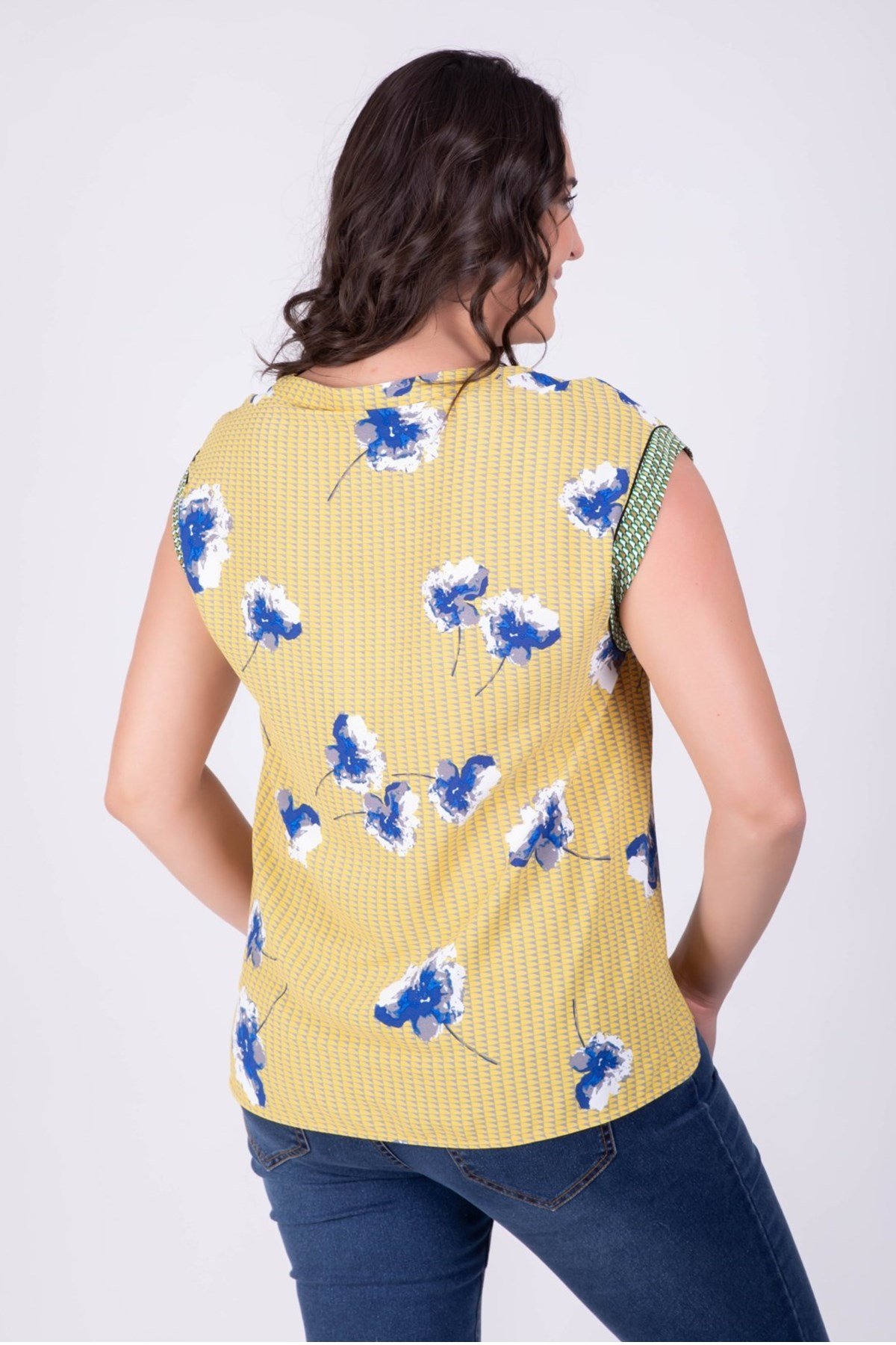 Myline-Biyeli Salaş Bluz-Büyük Beden Bluz-34098