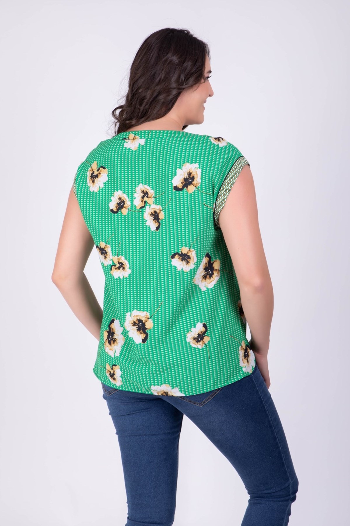 Myline-Biyeli Salaş Bluz-Büyük Beden Bluz-34099