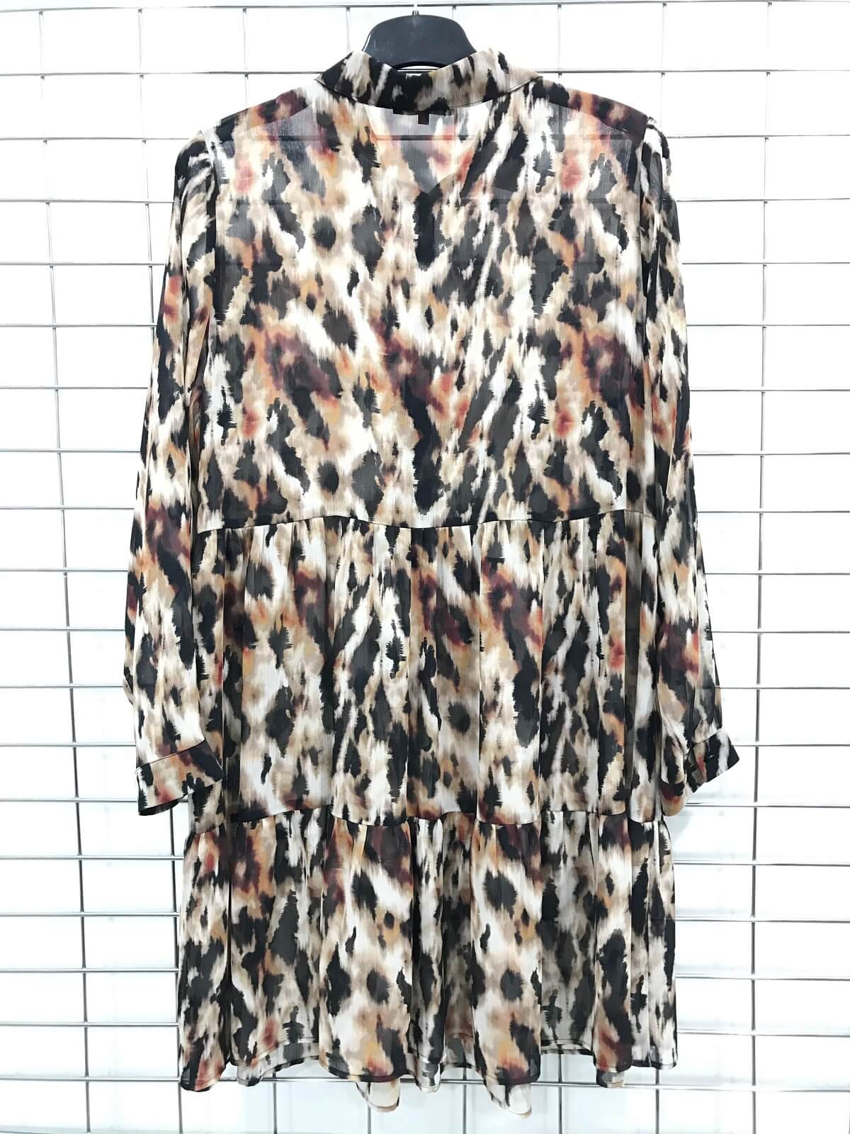 Myline-Büzgü Detaylı Astarlı Şifon Elbise-Büyük Beden Outlet-45903