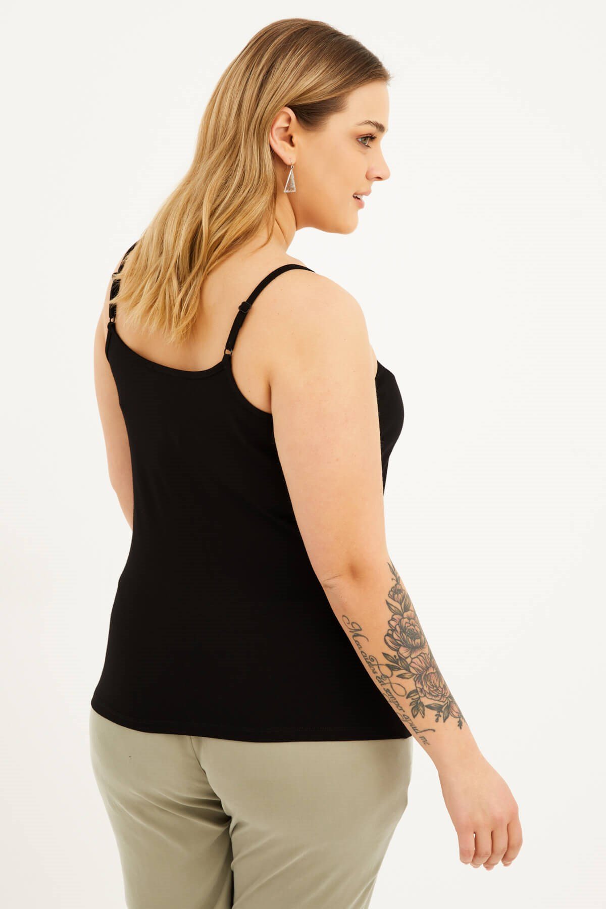 Myline-Büzgü Detaylı İp Askılı Top-Büyük Beden Tişört-77475