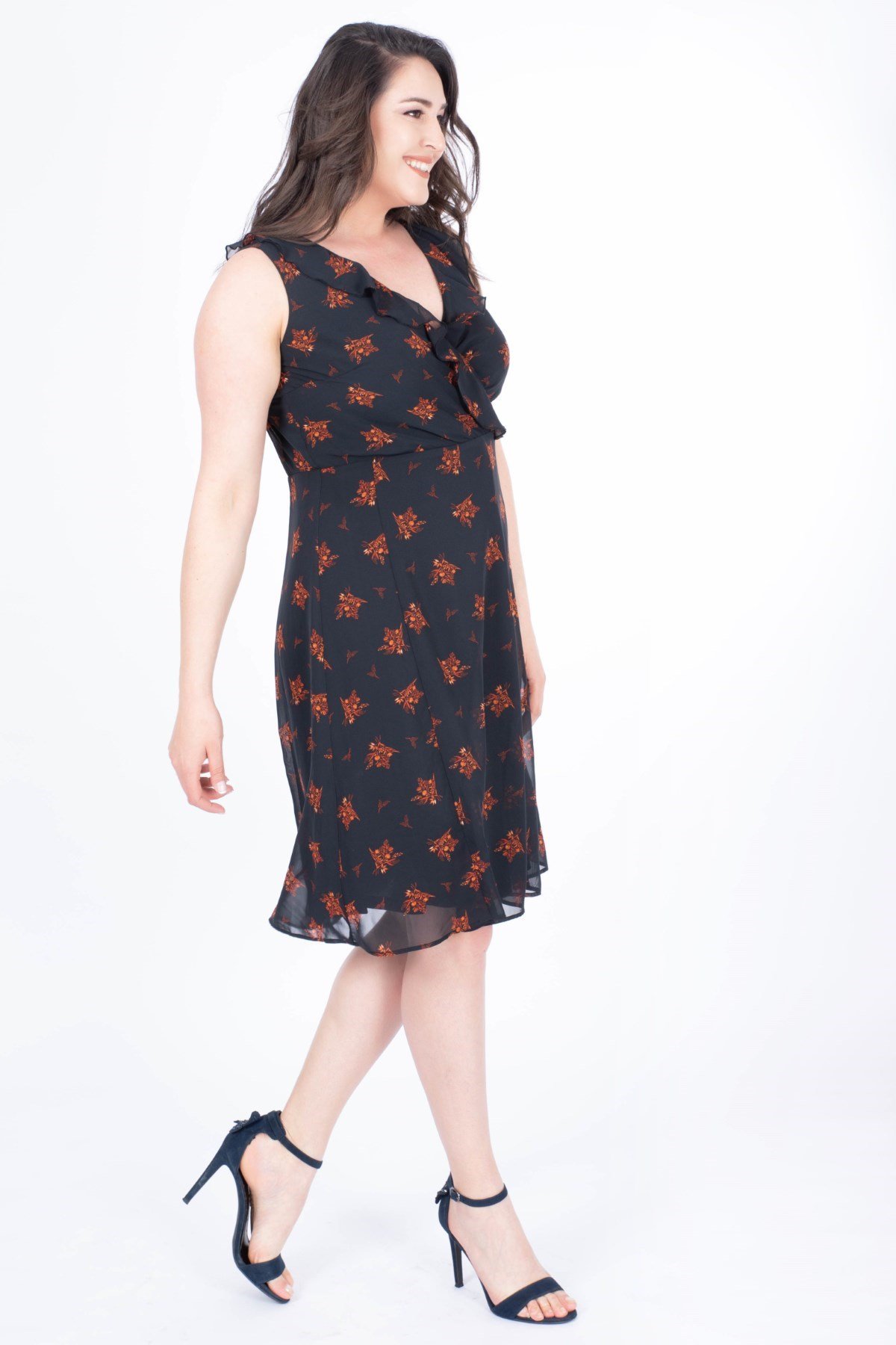 Myline-Çapraz Biyeli Astarlı Şifon Elbise-Elbise-34635