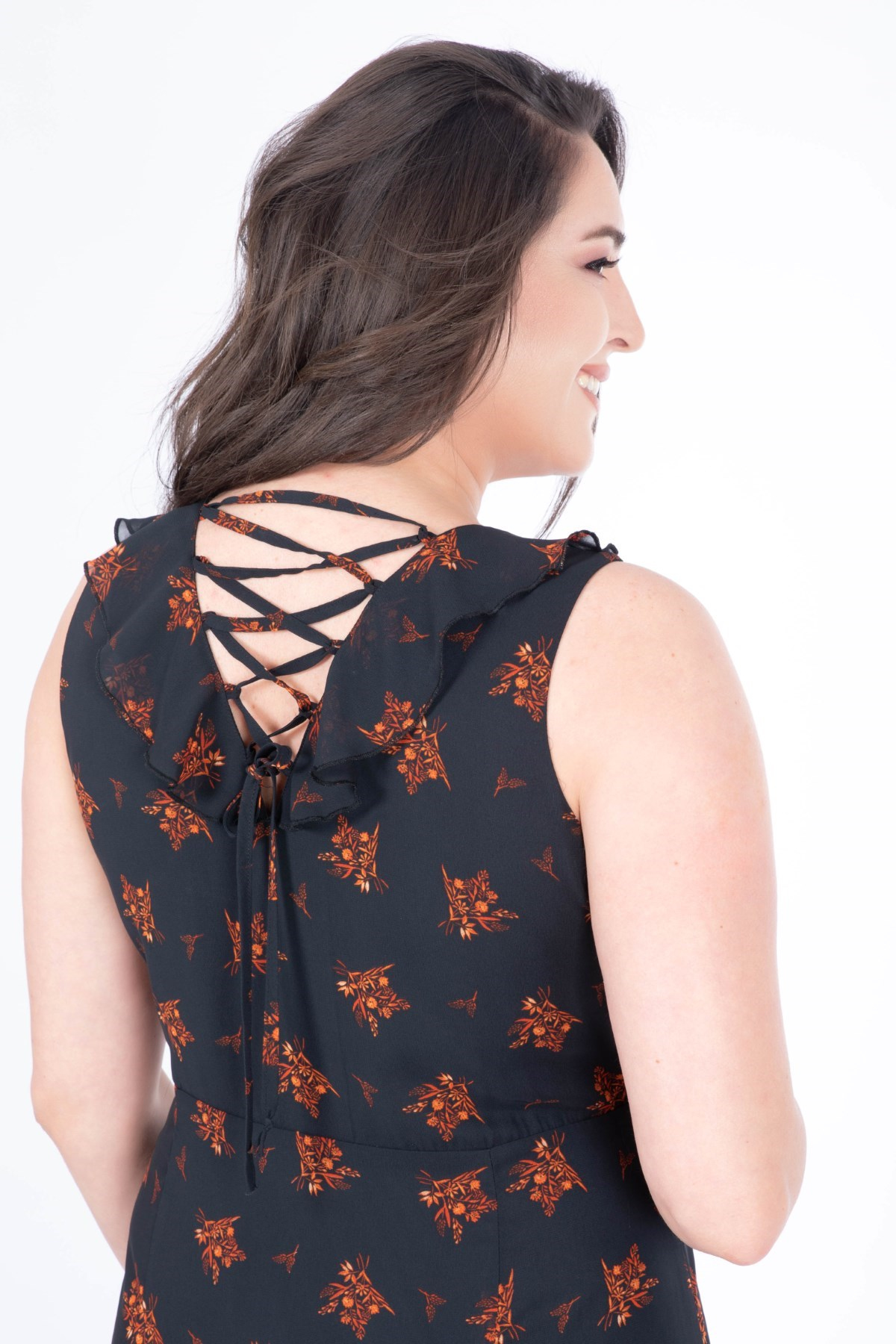 Myline-Çapraz Biyeli Astarlı Şifon Elbise-Elbise-34635