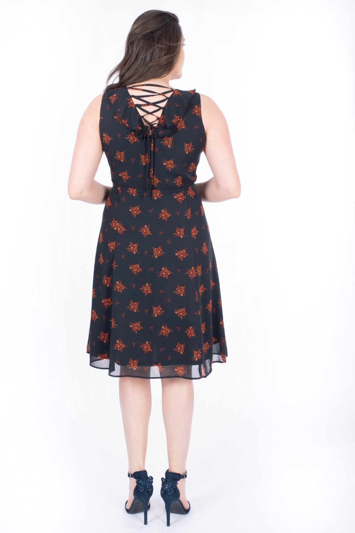 Myline-Çapraz Biyeli Astarlı Şifon Elbise-Elbise-34635