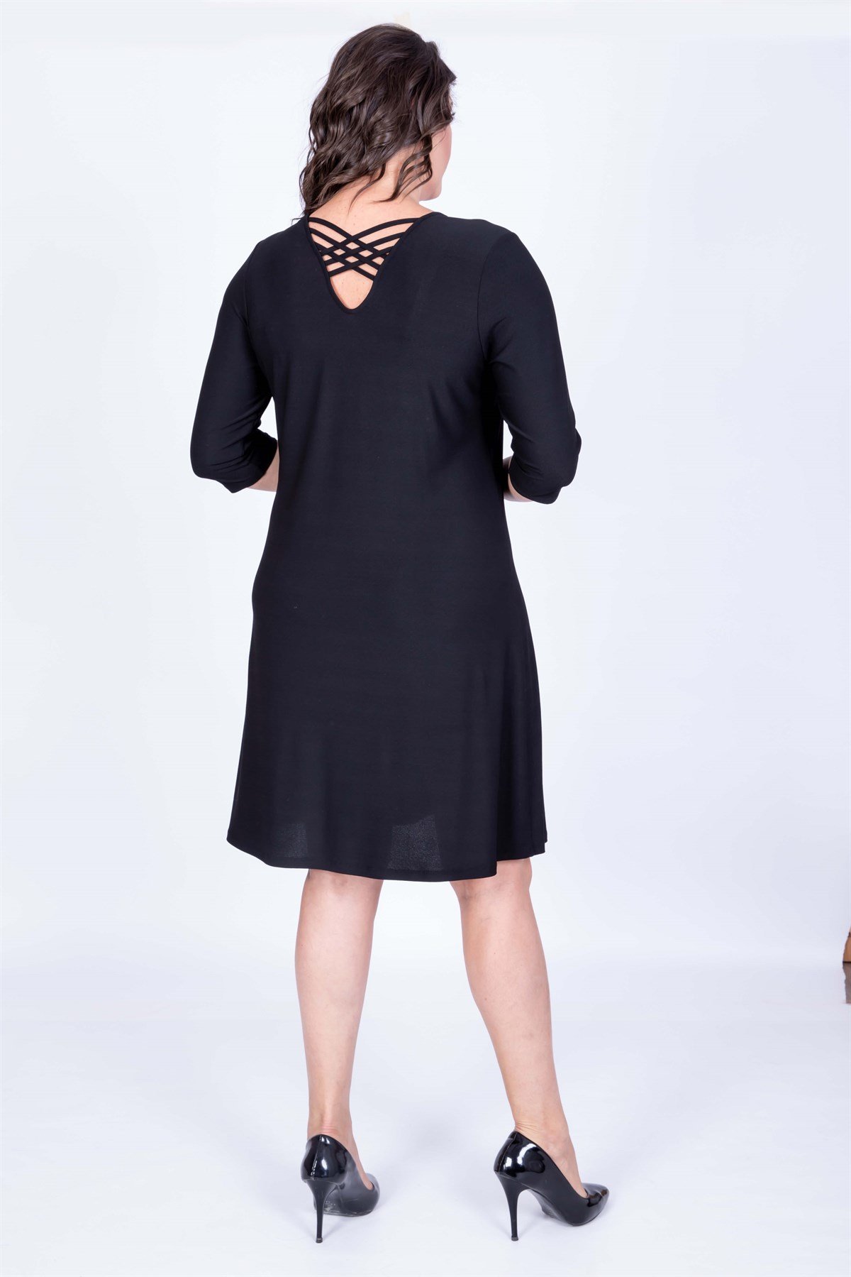 Myline-Çapraz Biyeli Elbise-Büyük Beden Günlük Elbiseler-35042