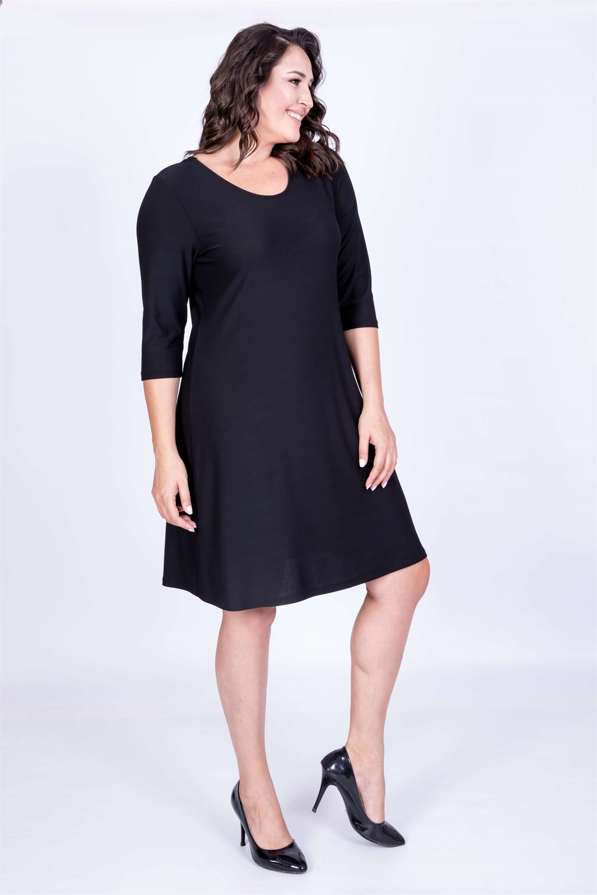 Myline-Çapraz Biyeli Elbise-Büyük Beden Günlük Elbiseler-35042